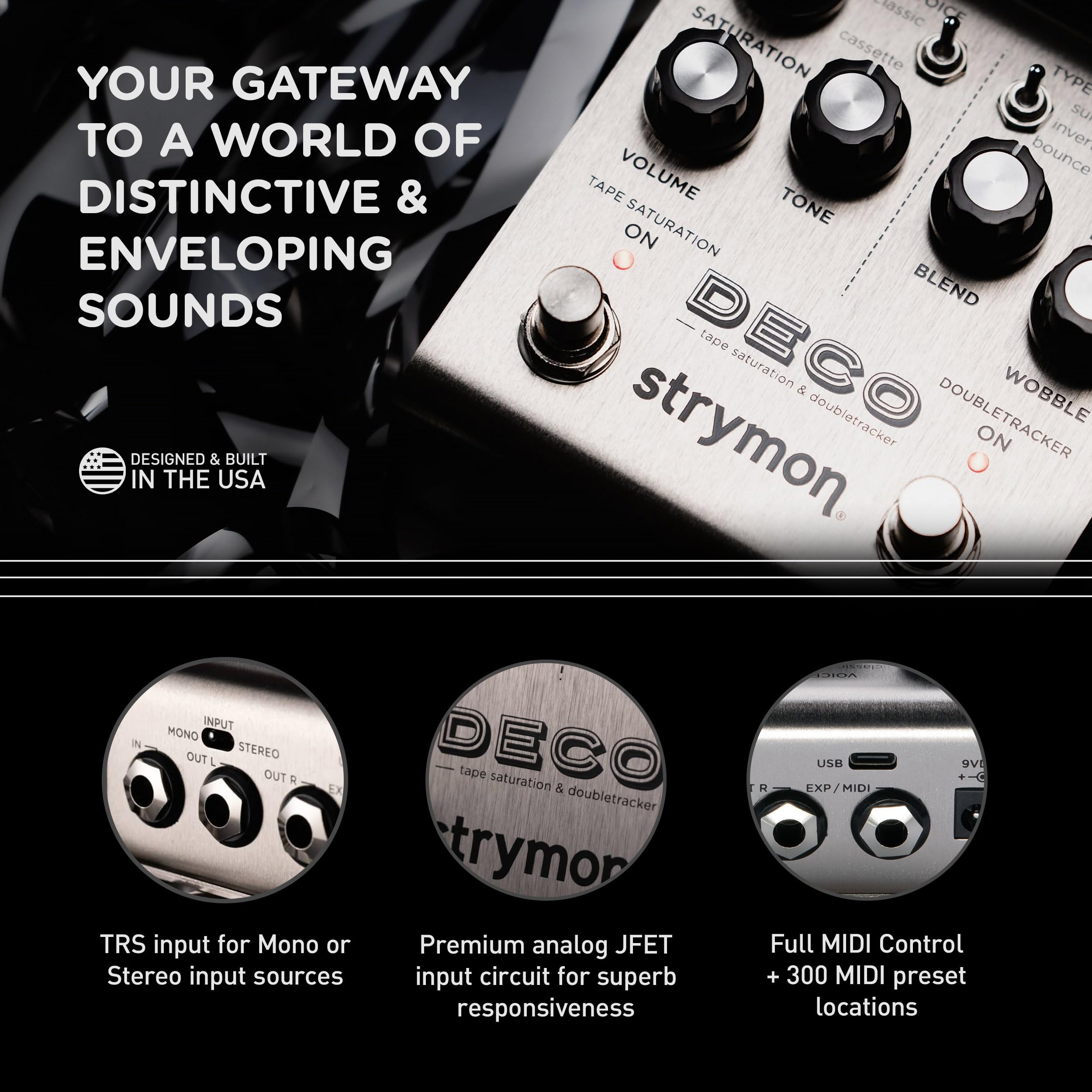 Strymon Deco V2 Tape Saturation & Doubletracker Guitar Effects Pedal - For Electric/Acoustic Guitars, Synths, Vocals, Keyboards | Studio Recording & Live Performance Effects Processor