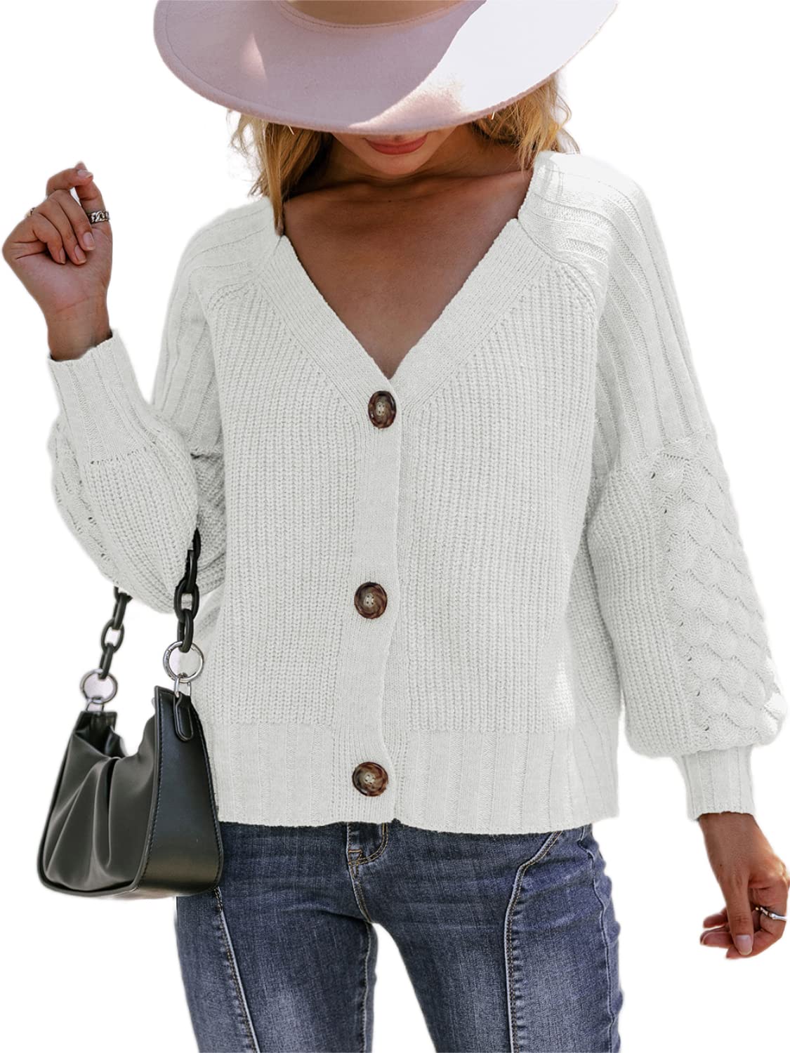 Miessial Women's Chunky Cable Knit Crop Cardigan Sweater - Long Sleeve Button Down Open Front Top for Fall & Winter | Casual Outfits, Office Wear, Coffee Dates & Cozy Loungewear