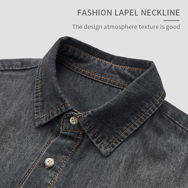 Men's Casual Denim Long Sleeve Shirt with Pocket - Comfortable Button Down Work Shirt for Everyday Wear, Office & Outdoor Activities