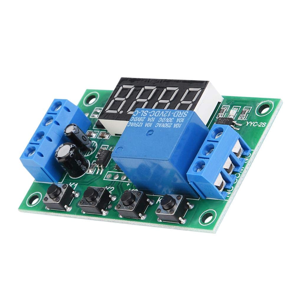 Hilitand 12V LED Display Adjustable Timer Relay Switch Module - Digital Countdown Timer for Home Automation, DIY Projects, and Electrical Control (Green)
