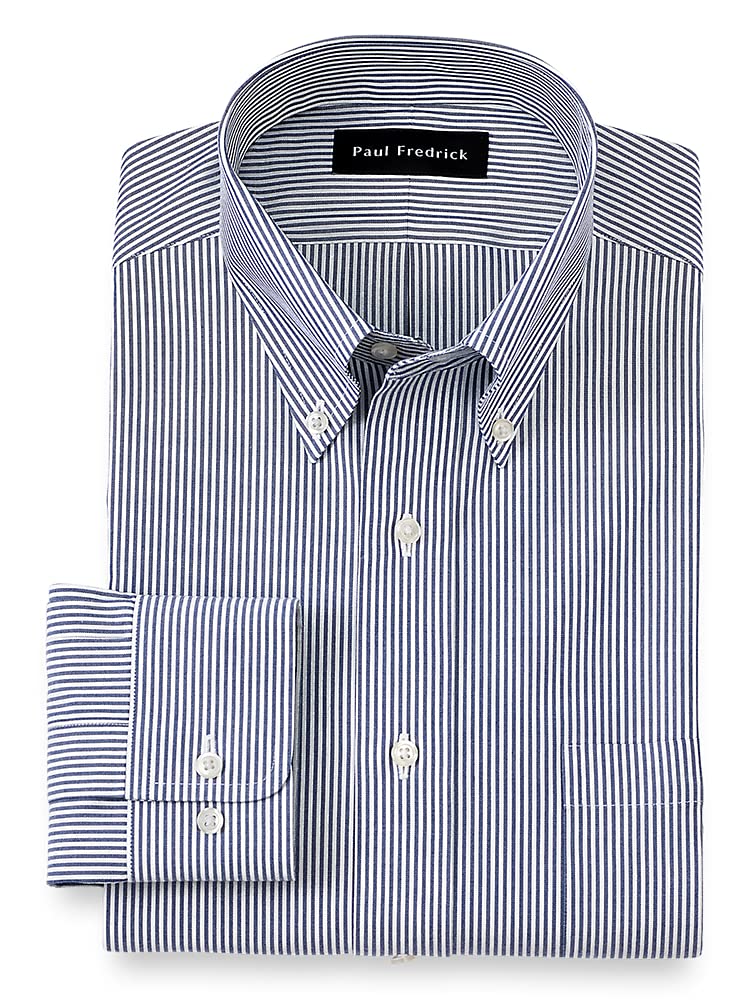 Paul Fredrick Men's Tailored Fit Non-Iron Pinpoint Cotton Dress Shirt - Premium Business & Formal Wear for Office, Interviews & Special Occasions