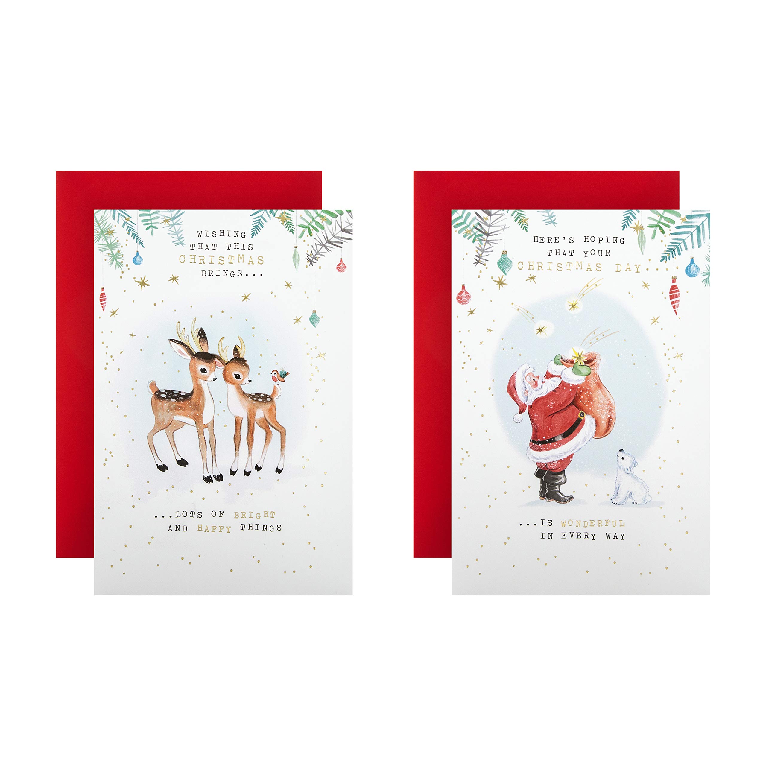 Hallmark Cute Characters Boxed Charity Christmas Cards - 12 Cards in 2 Vintage Designs for Holiday Greetings & Gift Giving
