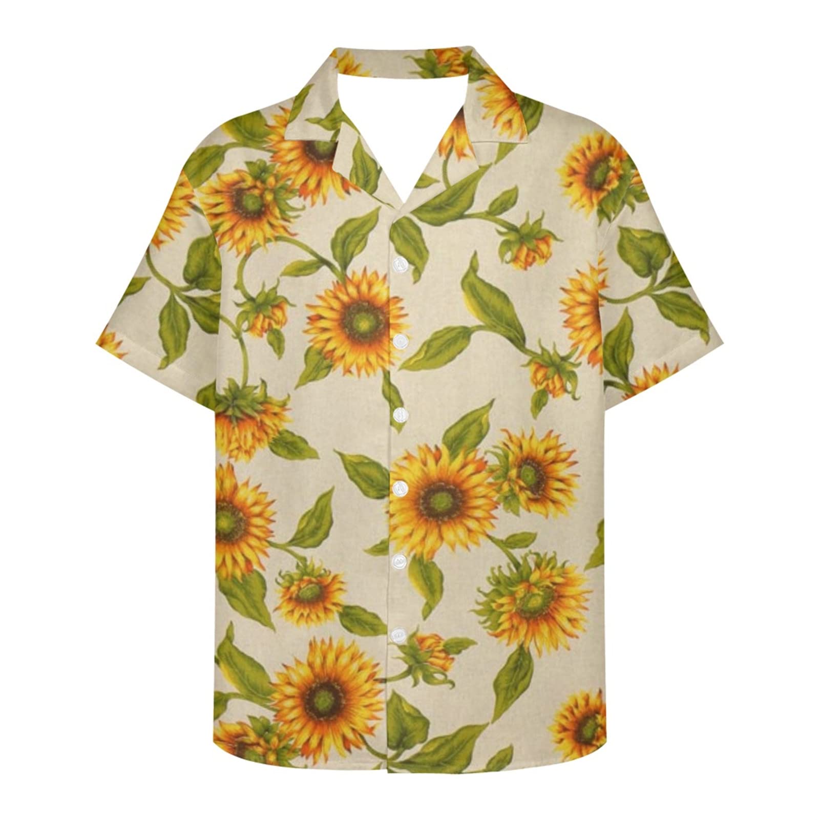 Frestree Men's Hawaiian Shirt - Summer Short Sleeve Button Down Dress Shirt with Work Collar, Quick Dry & Regular Fit for Vacation, Beach Party & Casual Wear
