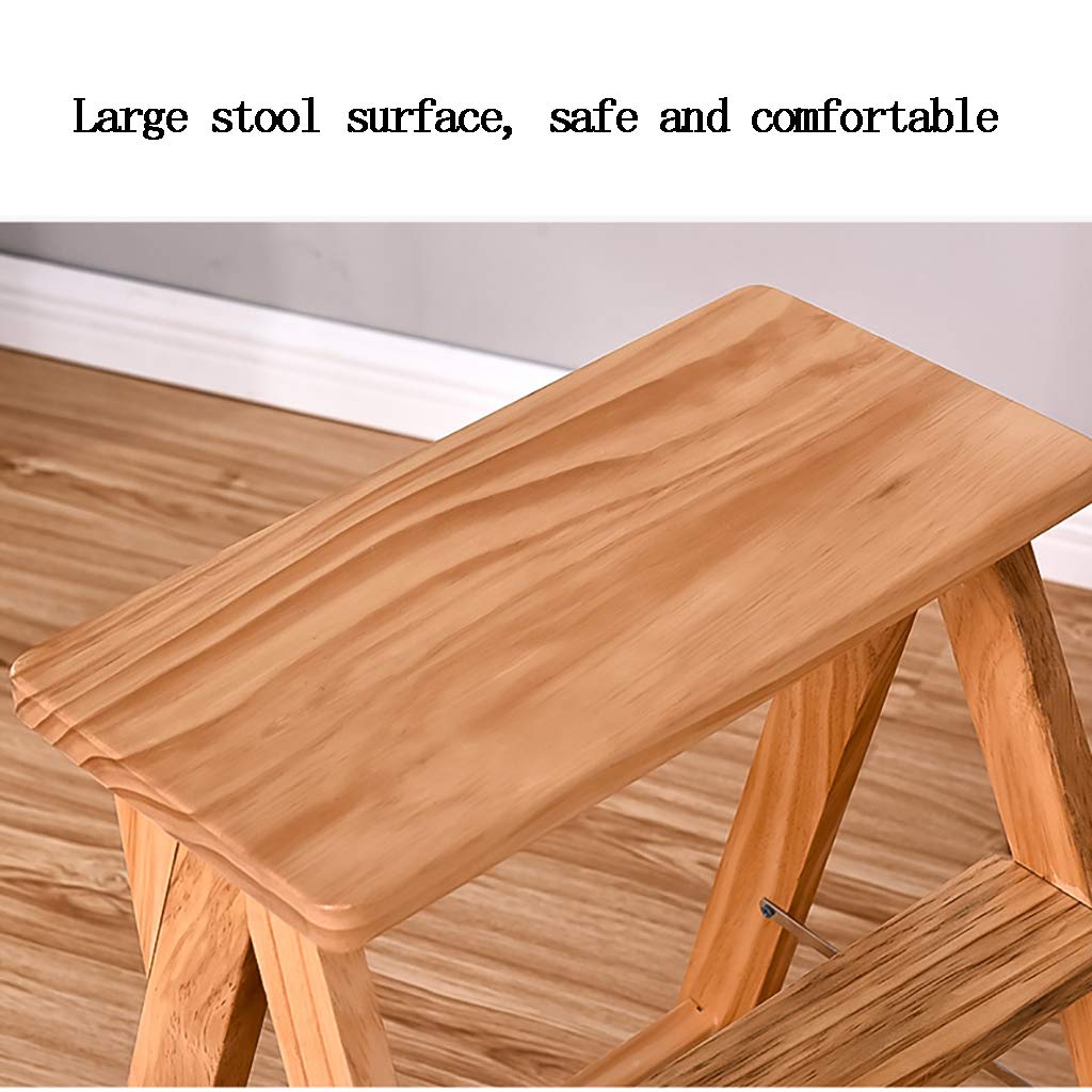 Solid Wood Folding Step Stool - Multifunctional Kitchen & Dining Room Ladder Stool, Foldable Step Stool for Home, Office, and Outdoor Use