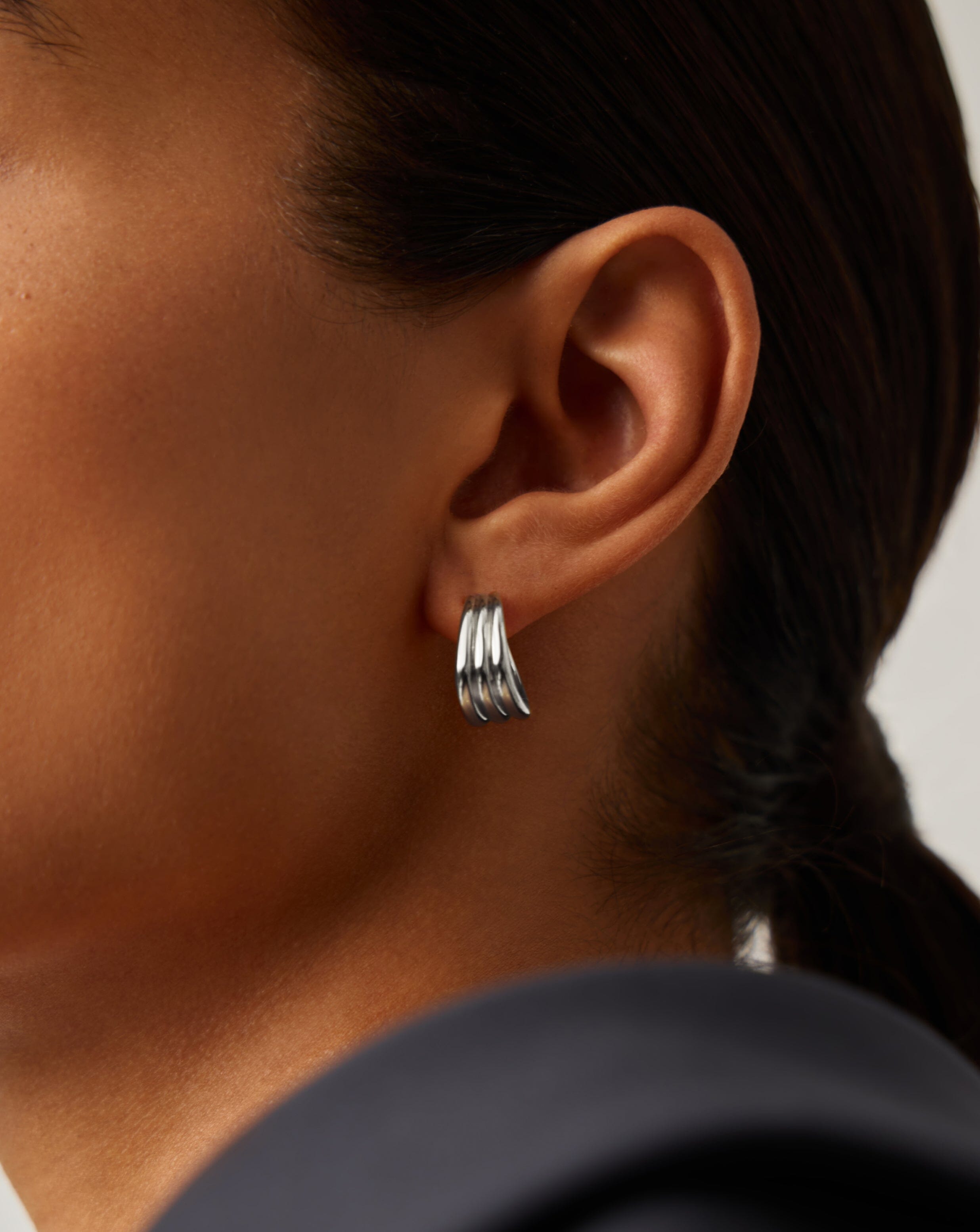 Savi Triple Ridge Hoop Earrings for Women - 925 Sterling Silver Dangle Earrings | Elegant Jewelry Gift for Birthday, Anniversary & Everyday Wear