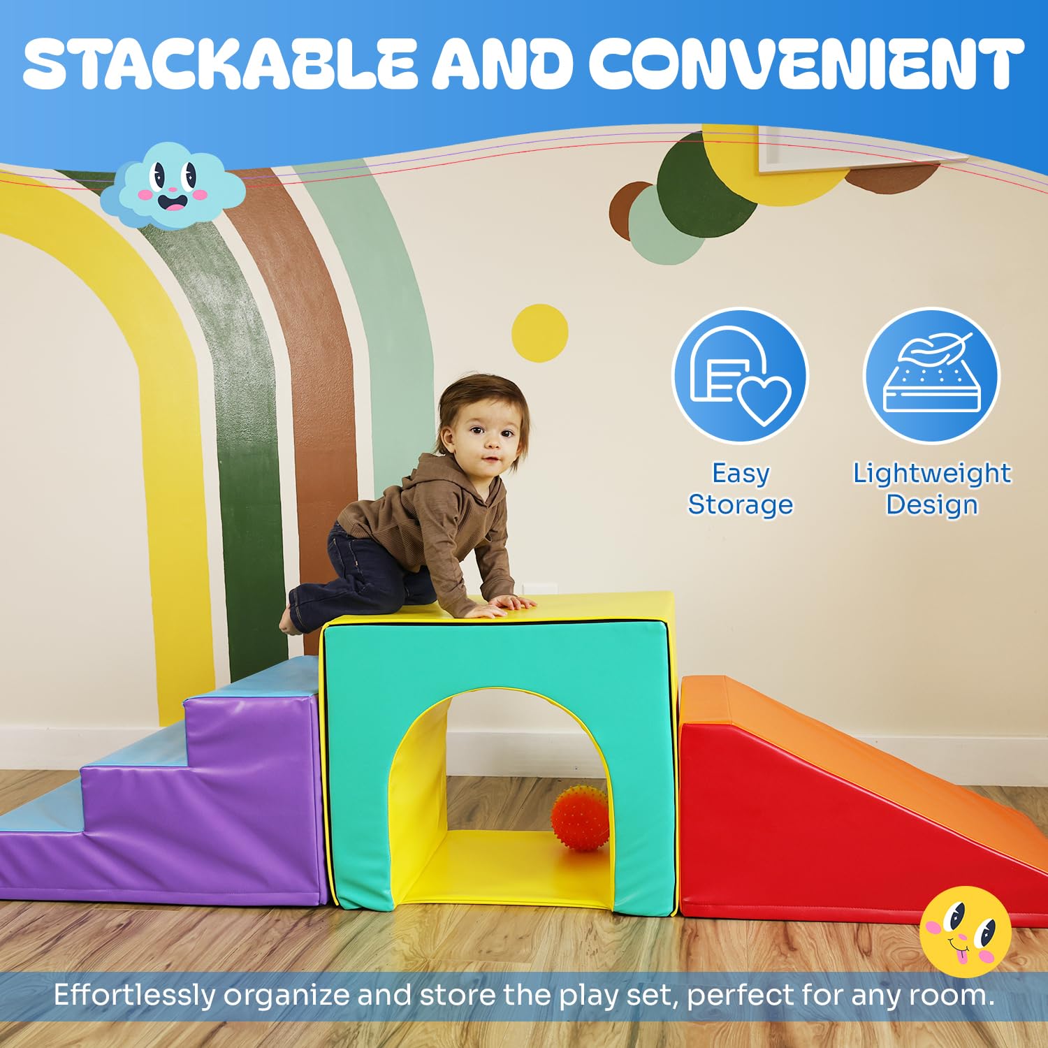 New Bounce Toddler Climbing Toys - Soft Foam Play Set for Kids Ages 1-5 - Safe Indoor Gym Equipment for Toddlers - Non-Toxic Climbing Blocks for Early Childhood Development - Perfect for Playrooms, Daycares & Home Play Areas