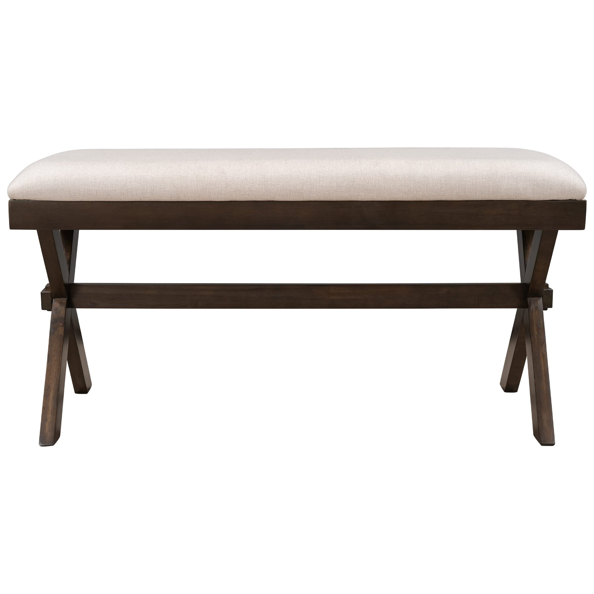 Solid Wood Upholstered Dining Bench - Kitchen Table Bench, Entryway Bench, Bedroom Bench for End of Bed & Living Room - 250 Lbs Weight Capacity (Brown) - Perfect for Farmhouse Dining, Hallway Seating & Cozy Bedroom Decor