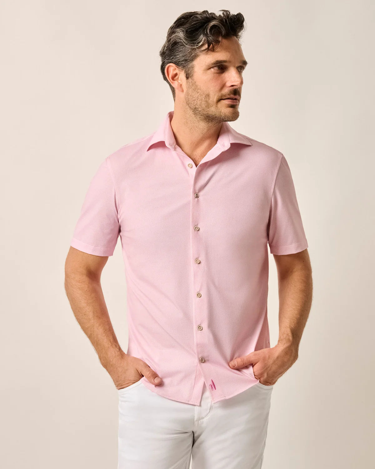 Johnnie-O Spielman Solid Men's Casual Shirt - Classic Fit, Short Sleeve, Button Down for Golf, Office & Summer Outings