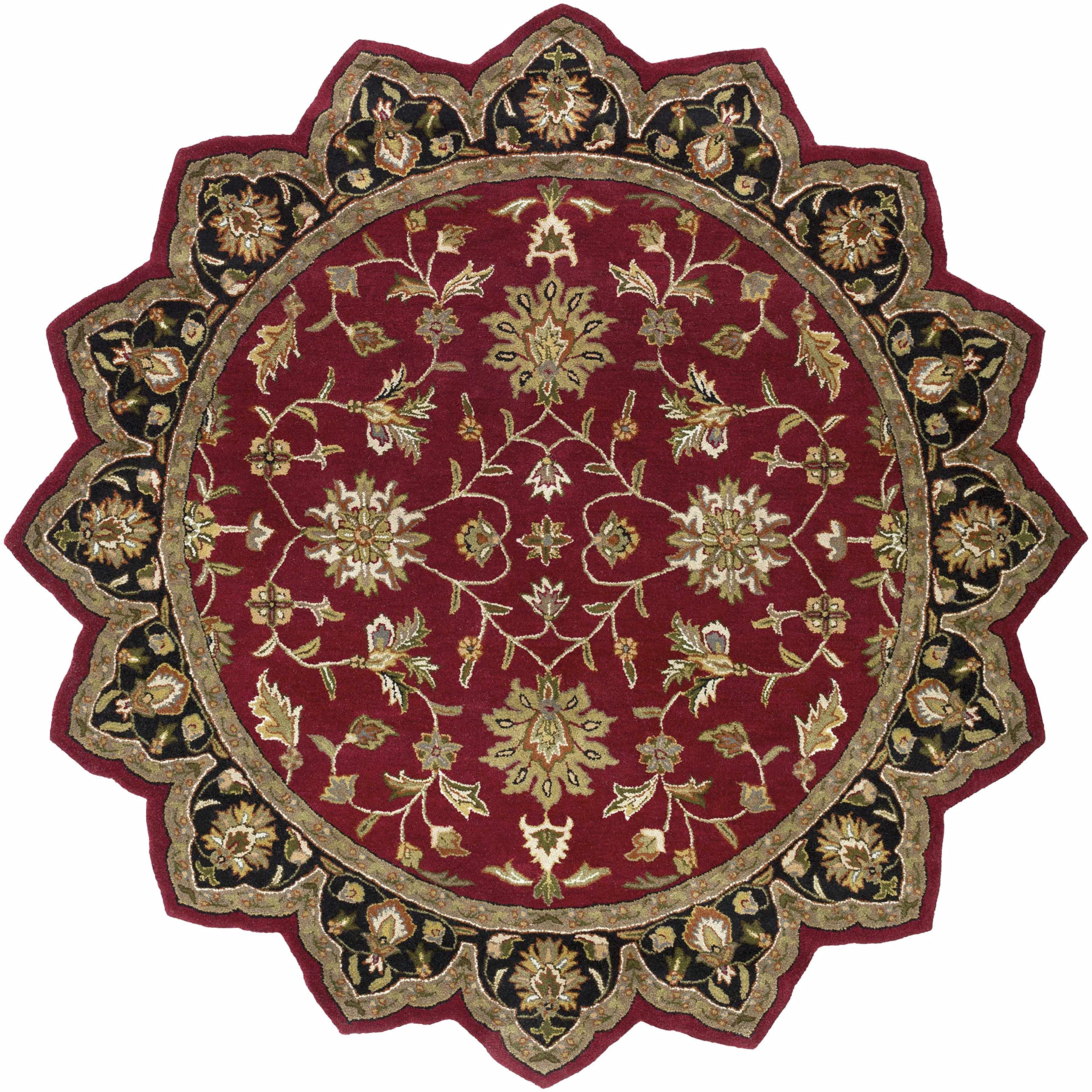 Hauteloom Porthcawl Wool Area Rug for Living Room & Bedroom - Traditional Design in Black, Brown, Red - 2' x 3' - Soft & Durable Floor Decor for Cozy Home Spaces