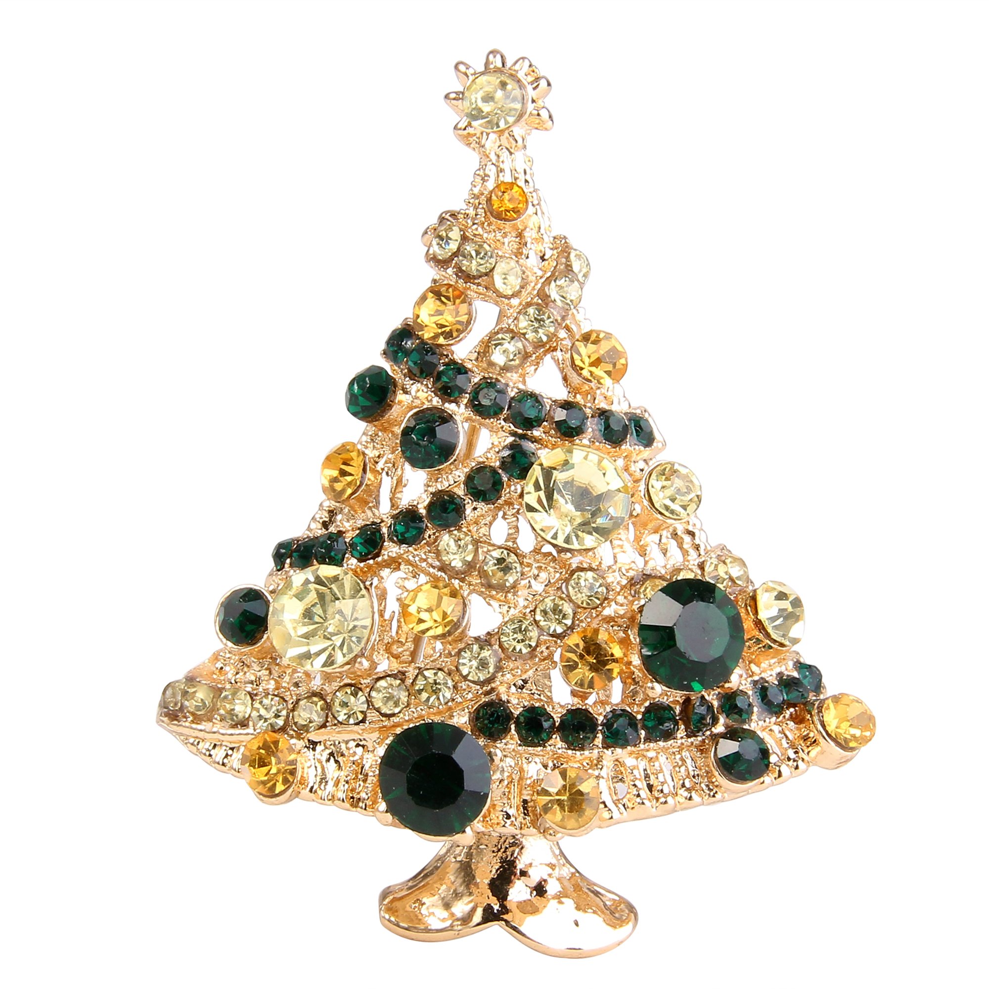 EVER FAITH Austrian Crystal Christmas Tree Brooch Pin - Elegant Holiday Jewelry for Streamers, Party Wear & Gift Giving