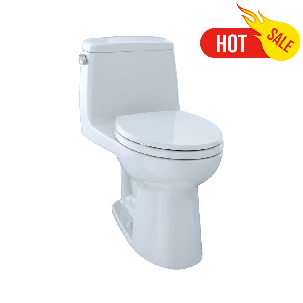 TOTO MS854114E#01 ECO ULTRAMAX® One Piece Elongated Toilet - 1.28 GPF Water Saving, Cotton White | Perfect for Modern Bathrooms & Eco-Friendly Homes