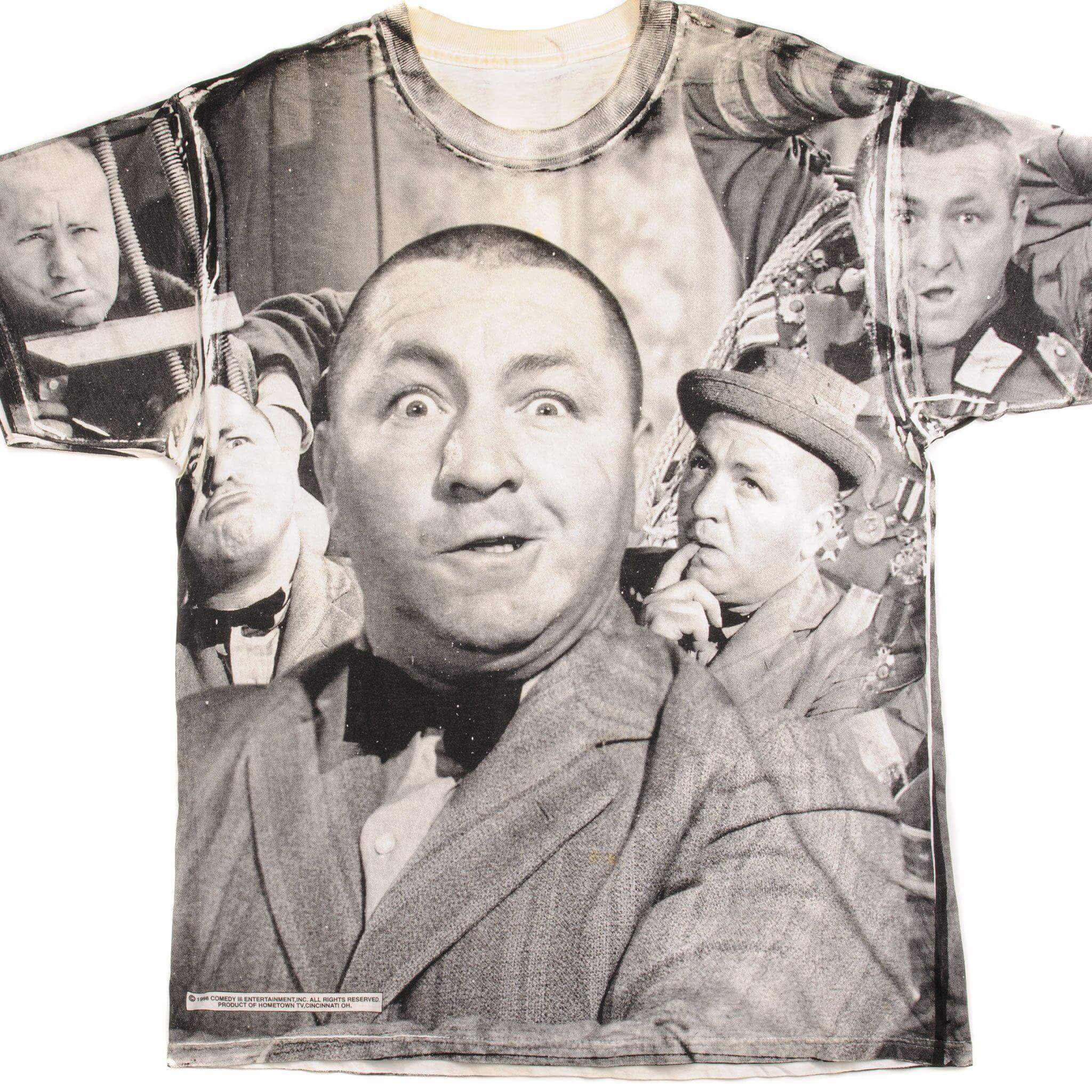 Vintage 1998 All Over Print Comedy Entertainment T-Shirt - Large Size - Funny Graphic Tee for Casual Wear, Parties & Retro Fashion