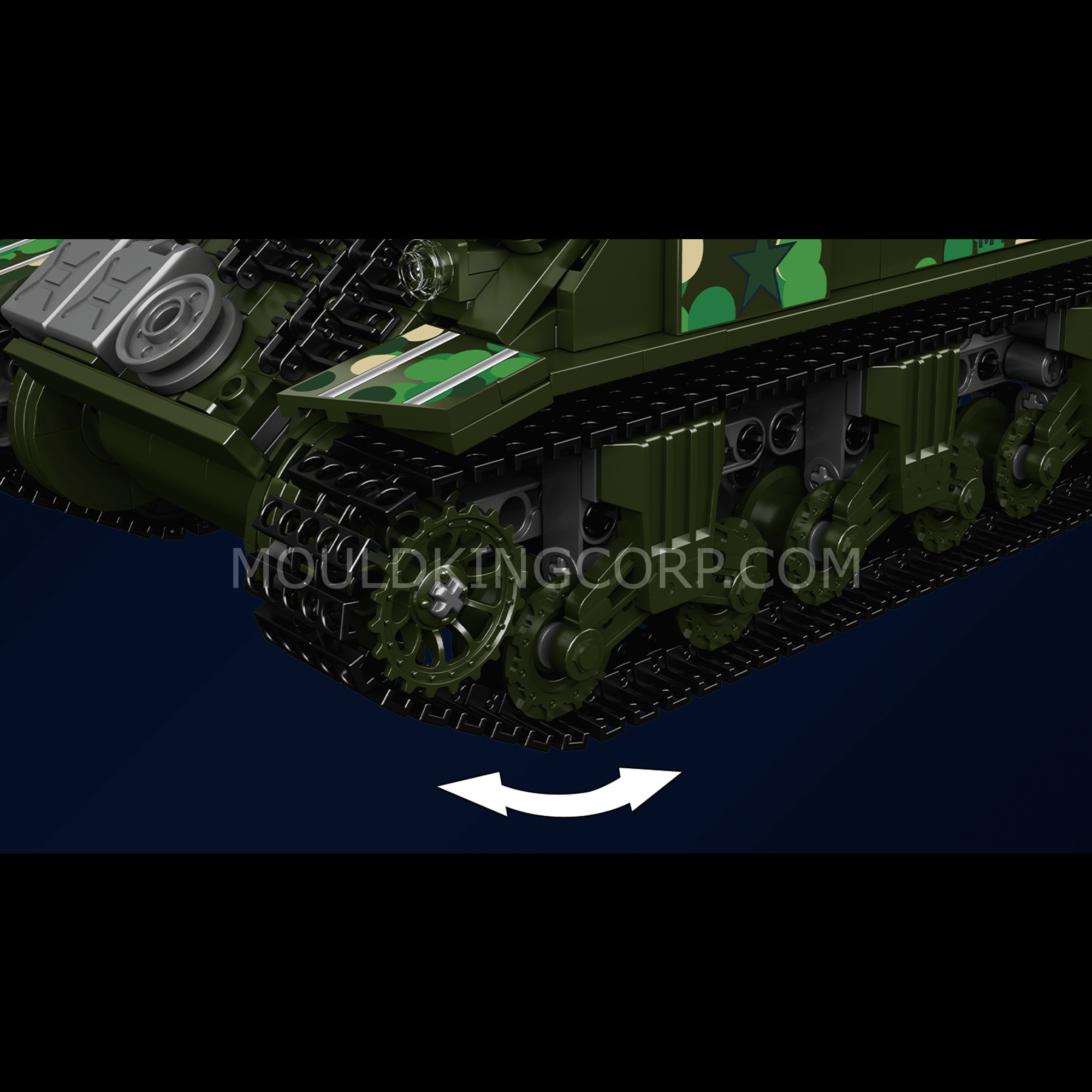 MOULD KING 20024 M4 Sherman Tank Remote Control Building Blocks Set - 950 PCS Military Model Kit for Adults & Kids - DIY RC Tank Toy for Collectors, History Enthusiasts & Battle Reenactments
