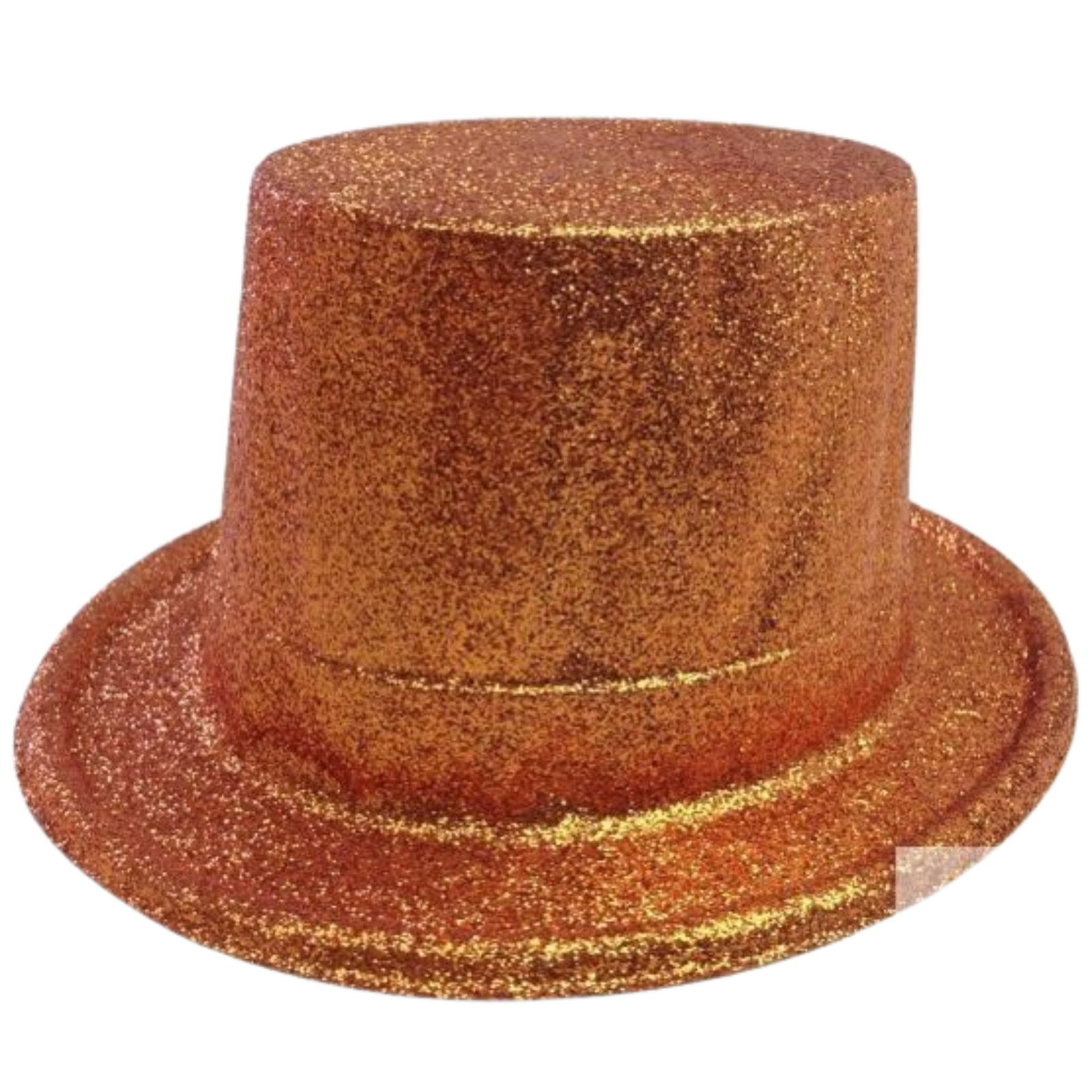 12 Pack Orange Glitter Top Hats for Adults & Kids - Fancy Party Costume Accessories, Plastic Tall Hats for Dress Up, Halloween, Christmas, Mardi Gras & Themed Parties (Bulk Pack)