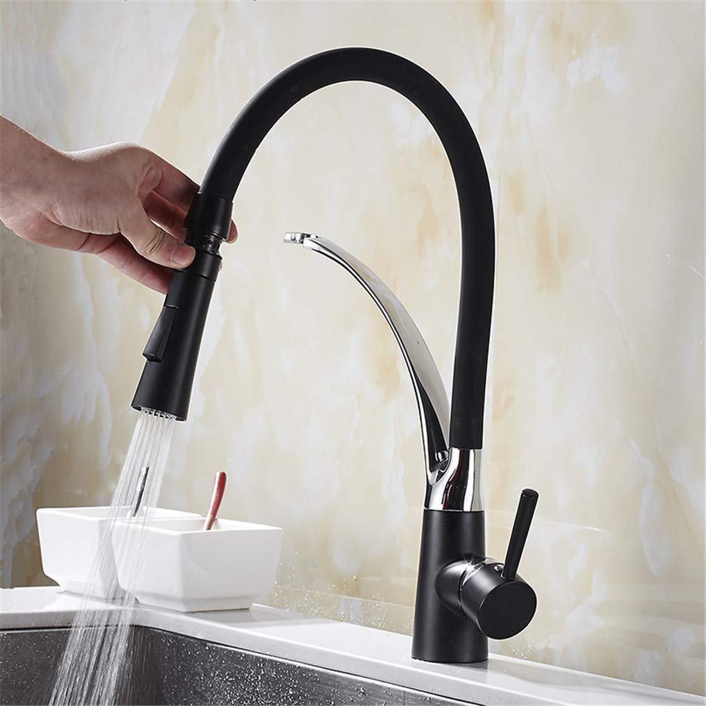 360 Degree Rotating Universal Kitchen Faucet with Single Lever Deck Mount - Matte Black Spray Paint, Aerator - Perfect for Modern Kitchens, Dishwashing & Food Prep
