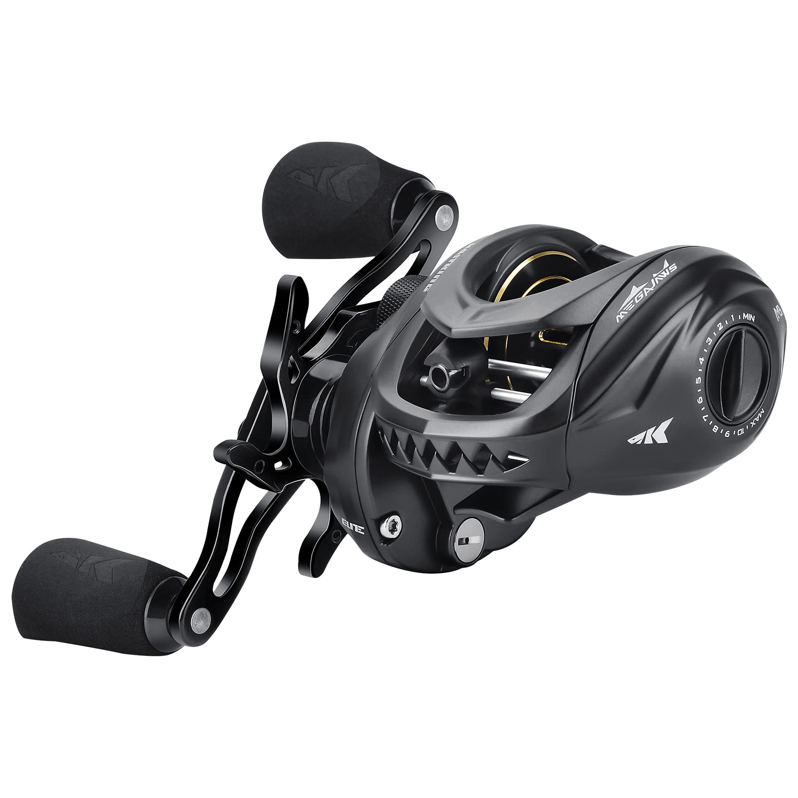 **KastKing MegaJaws Elite Baitcasting Reels – Patented AMB System for Zero Backlash, Flipping Switch, 6.4oz Aluminum Frame & Carbon Fiber Side Covers – Perfect for Bass Fishing, Saltwater & Freshwater Angling**