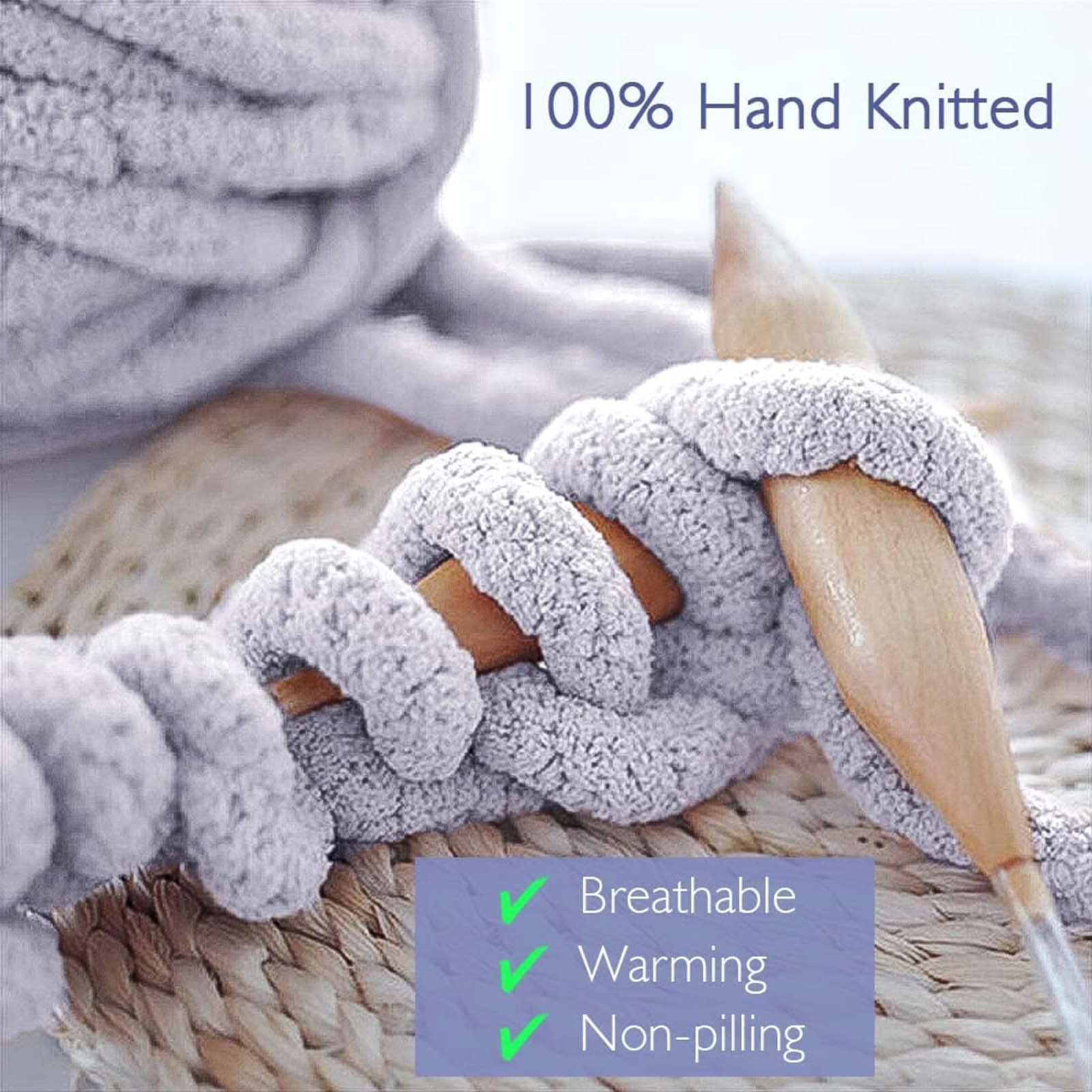 Chunky Knit Blanket 79x79 Inches - Ultra Soft Oversized Throw Blanket for Bed, Couch & Sofa (200x200cm) - Perfect for Cozy Nights, Living Room Lounging & Home Decor
