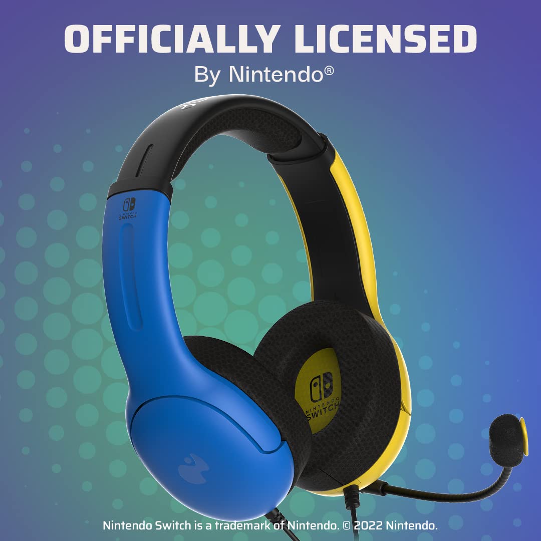 PDP Gaming LVL40 Stereo Headset with Mic - Noise Cancelling Headphones for Nintendo Switch/Lite/OLED/PC | Lightweight Comfort Ear Cushions | Fortnite Wildcat Yellow & Blue Design | Perfect for Gaming, Streaming & Online Classes