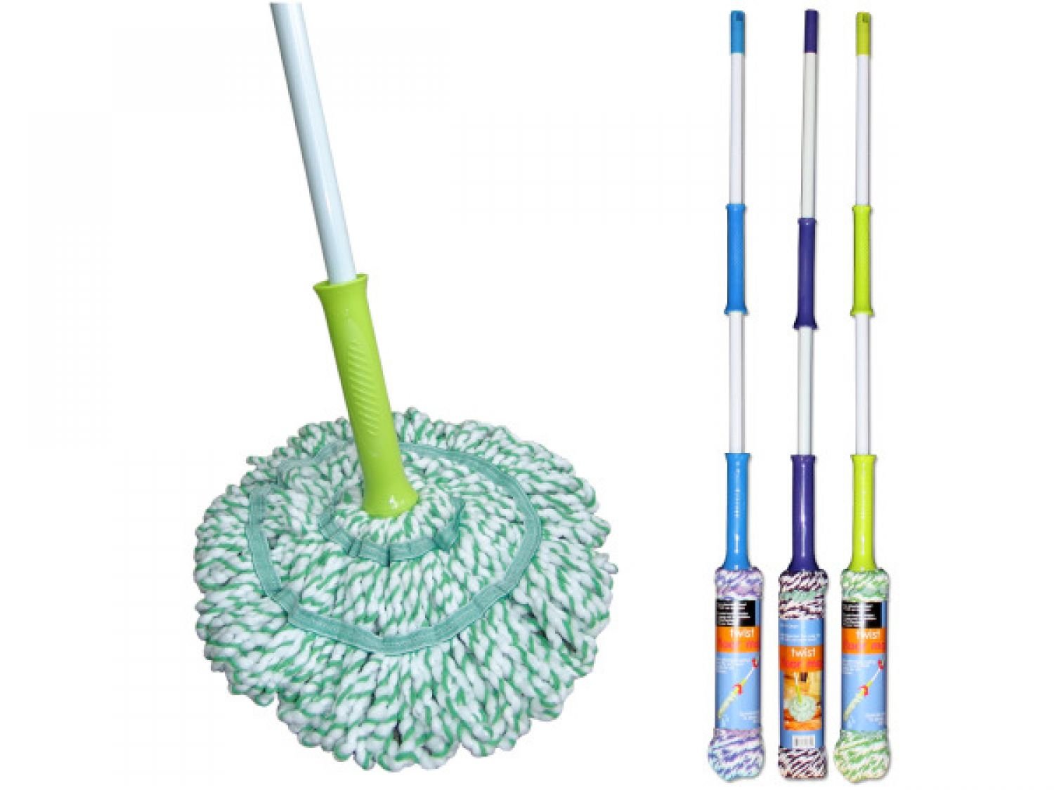 Bulk Buys Twist Floor Mop - Heavy Duty Spin Mop for Hardwood, Tile & Laminate Floors - Perfect for Home Cleaning, Kitchen, Bathroom & Office Use