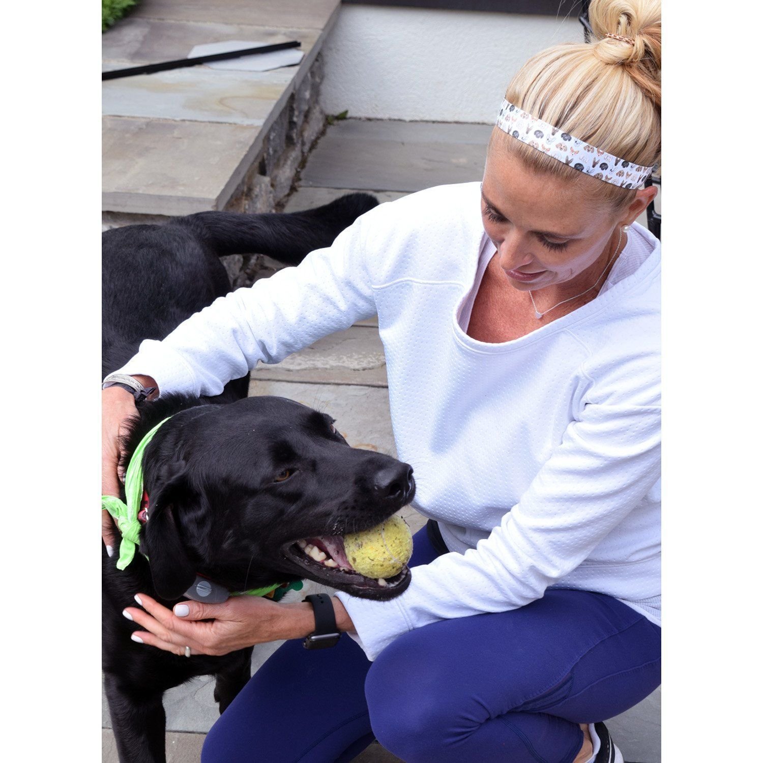 Non-Slip Velvet-Lined Headbands for Women & Girls - 2 Pack Workout Hairbands (Dogs Days & Wicked Black) - Perfect for Yoga, Running, Gym & Sports Activities