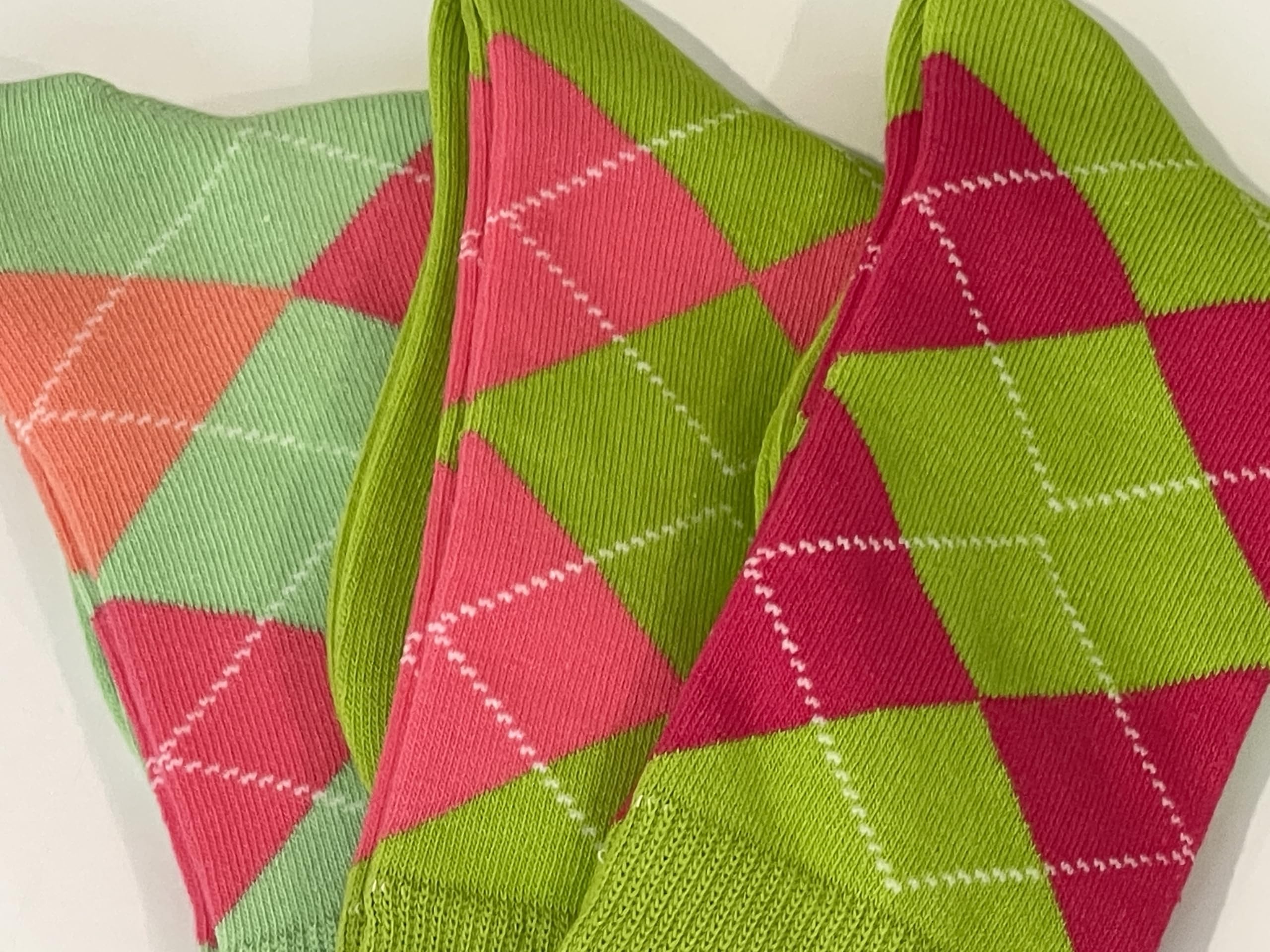Spotlight Hosiery Junior's Groomsmen & Ring Bearer Wedding Argyle Dress Socks - Lime Green & Bright Pink | Formal Occasions, Bridal Party, Special Events