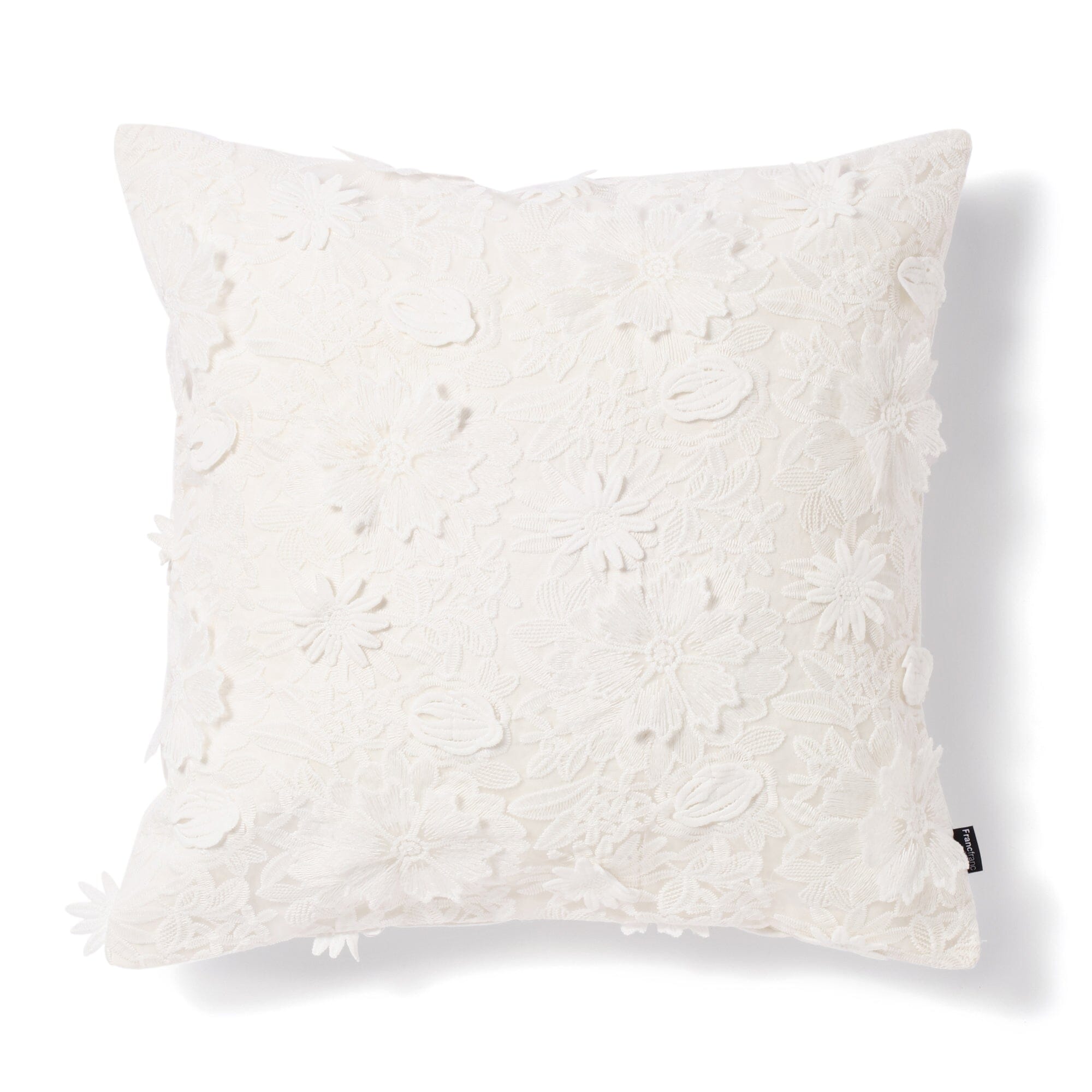 Embroidered Flower Cushion Cover 45x45cm White - Elegant Home Decor for Sofa, Bedroom & Living Room