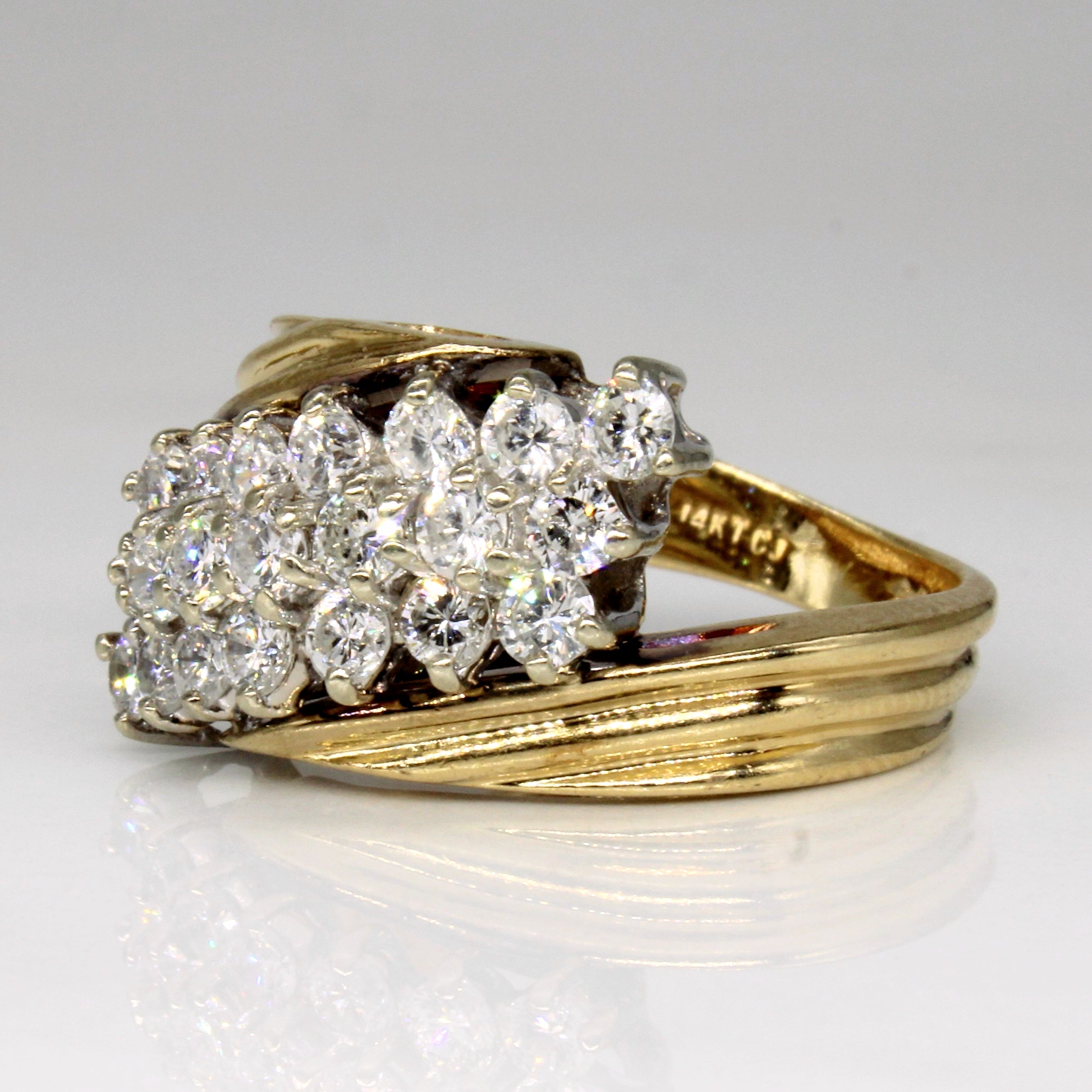 1.56ctw Diamond Waterfall Ring for Women - Size 6.75 - Elegant Wedding, Engagement & Anniversary Jewelry Gift