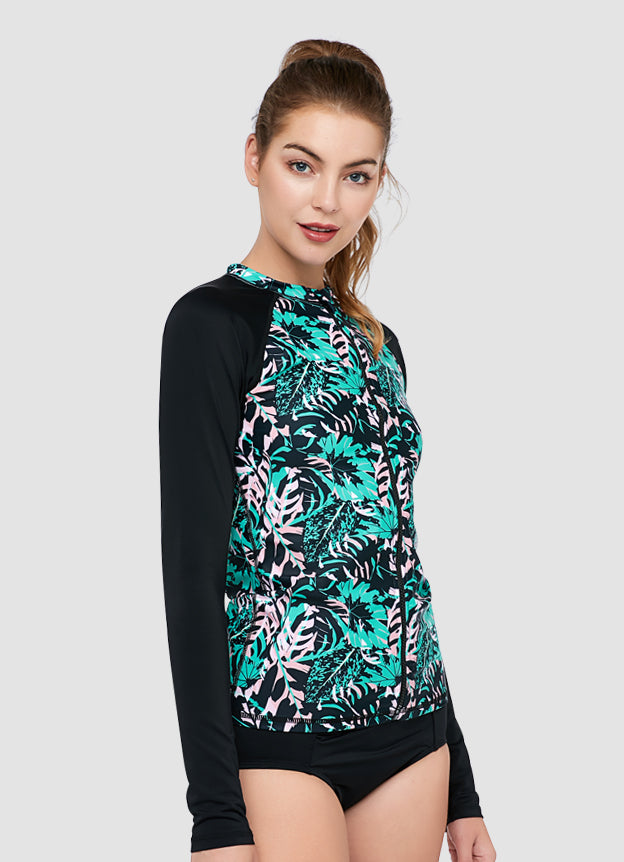 Wild Reverie UPF 50+ Long Sleeve Zip Rash Guard Sun Shirt - Perfect for Surfing, Swimming & Outdoor Water Sports