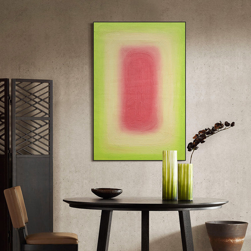Green and Pink Abstract Art Painting - Heavy Textured Contemporary Acrylic Canvas Wall Decor for Living Room, Bedroom & Office