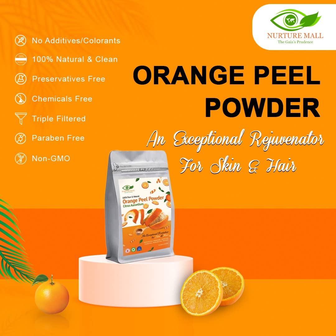 Nurture Mall Orange Peel Powder 200g - Natural Skin Brightening & Anti-Aging Treatment | Reduces Fine Lines, Sun Damage & Tan | Organic Face Mask for Glowing Complexion | Perfect for DIY Skincare & Spa Days
