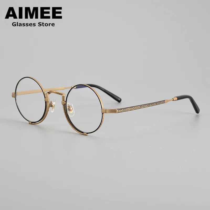 Aimee Unisex Full Rim Round Titanium Eyeglasses 5919 - Lightweight Durable Frame for Men & Women - Perfect for Reading, Work, and Everyday Wear