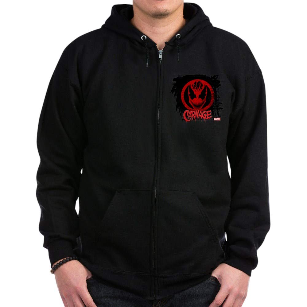 Carnage Chalk Zip Hoodie for Men & Women - Dark Black Pullover Hooded Sweatshirt | Casual Wear, Street Style, Gym & Outdoor Activities