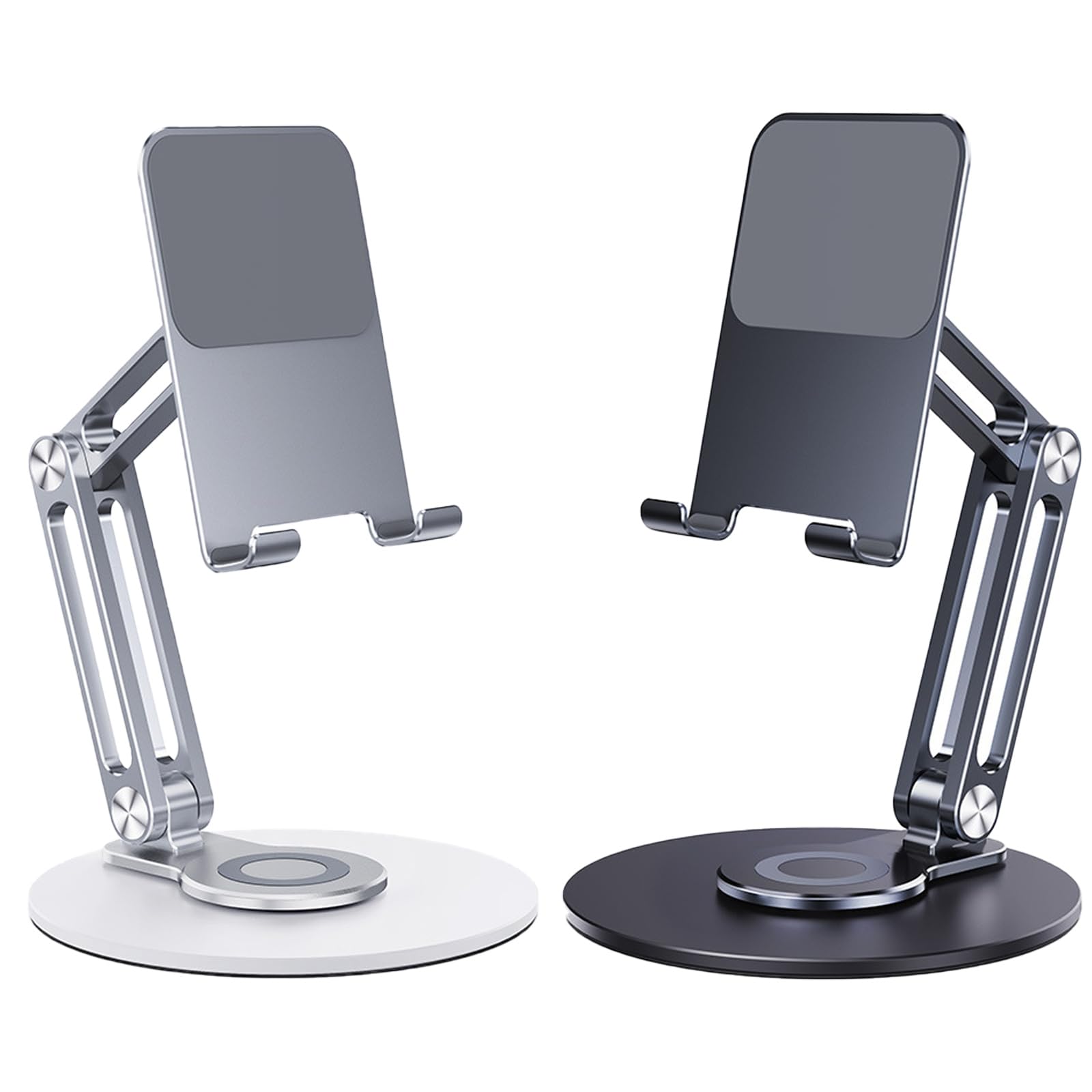 360° Rotating Aluminum Phone Stand - Adjustable Metal Holder for iPhone, Samsung, Tablets - Portable & Lightweight - Perfect for Desk, Office, Travel & Video Calls
