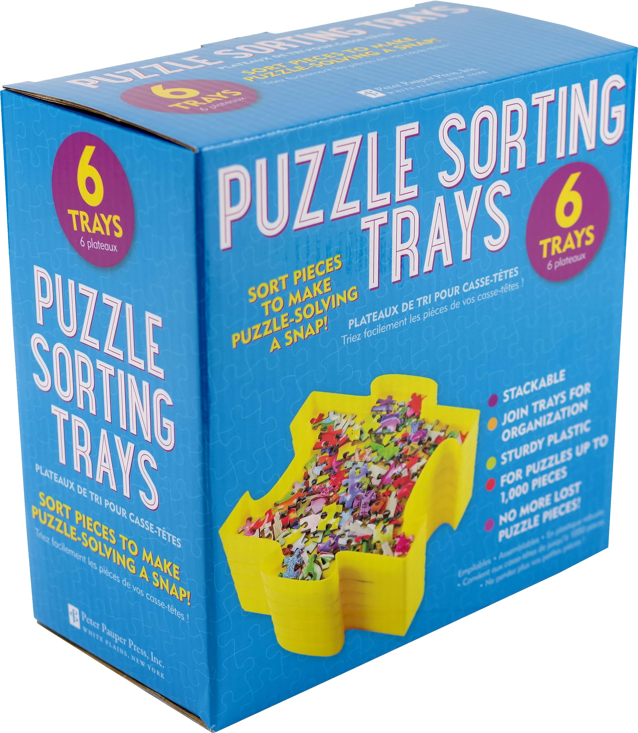 PETER PAUPER PRESS Jigsaw Puzzle Sorting Trays - Set of 6 Puzzle Organizer Trays for Adults & Kids - Perfect for 1000 Piece Puzzles, Board Games, and Craft Organization