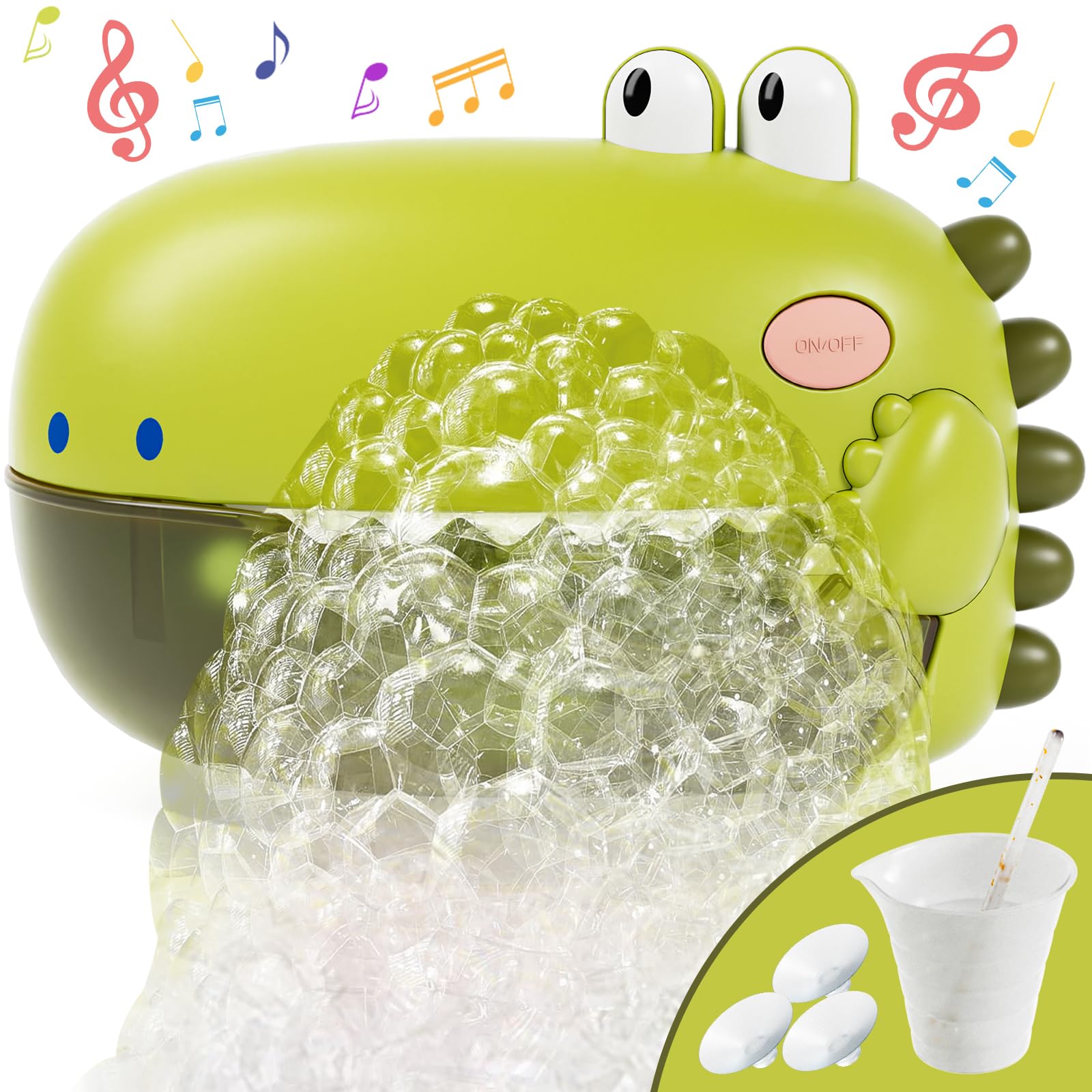 Lehoo Dinosaur Bubble Bath Toy Machine with Music - Fun Toddler Bath Toys for Boys & Girls Ages 1-3 - Green Castle Bath Time Play Set for Kids | Perfect for Bathtub Fun, Sensory Play & Early Learning