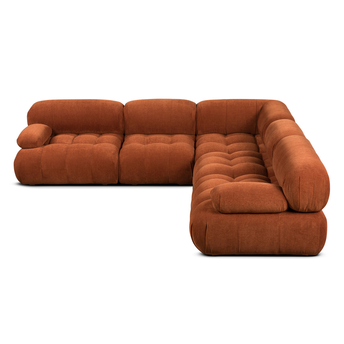 Bowie Textured Velvet Sofa - Modern 3-Seater Loveseat in Terracotta | Soft Fabric Couch for Living Room, Lounge & Apartment Decor