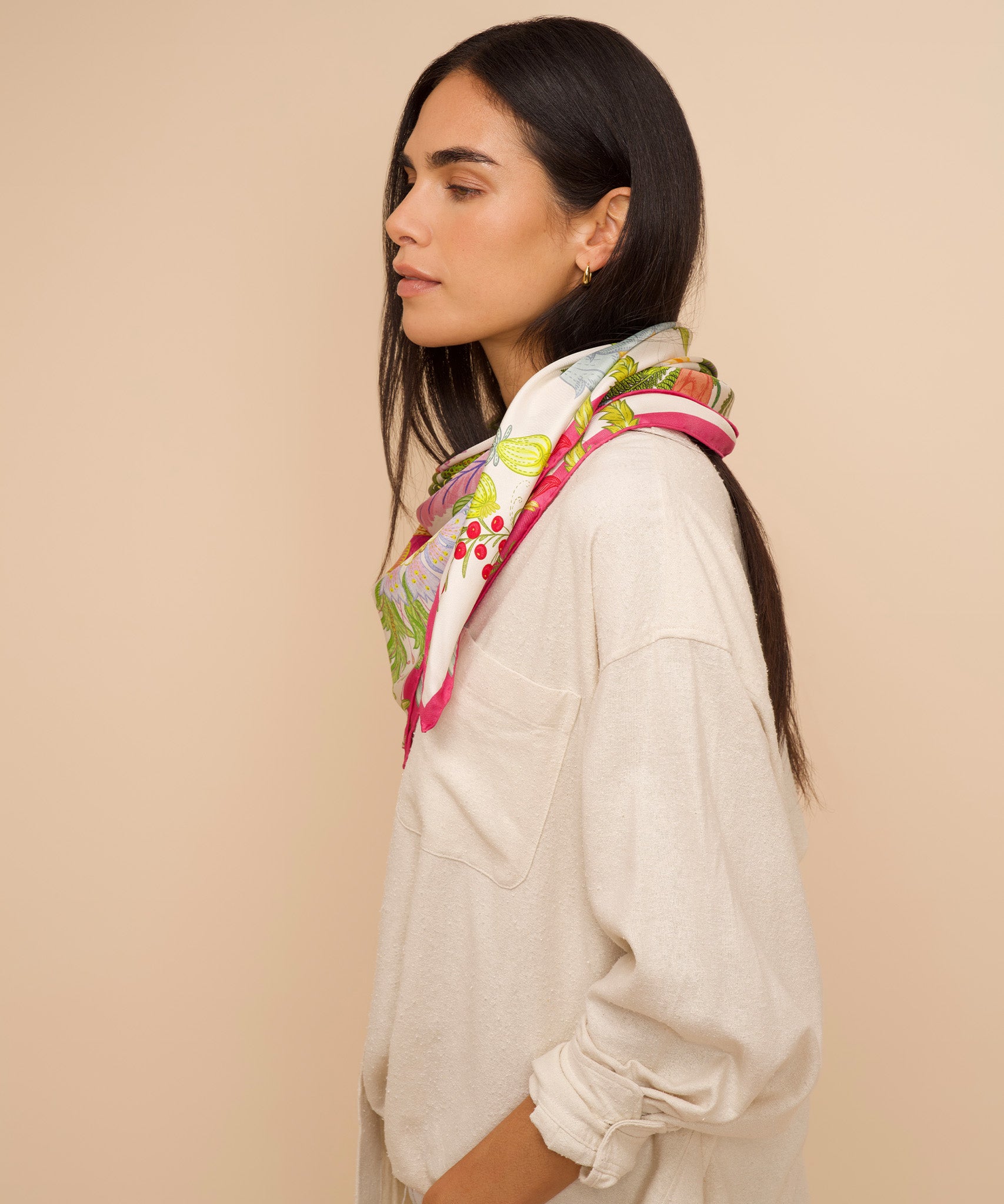 Oasis 35 Silk Square Scarf - Luxury Fashion Accessory for Women, Elegant Square Silk Scarf for Office, Travel & Special Occasions