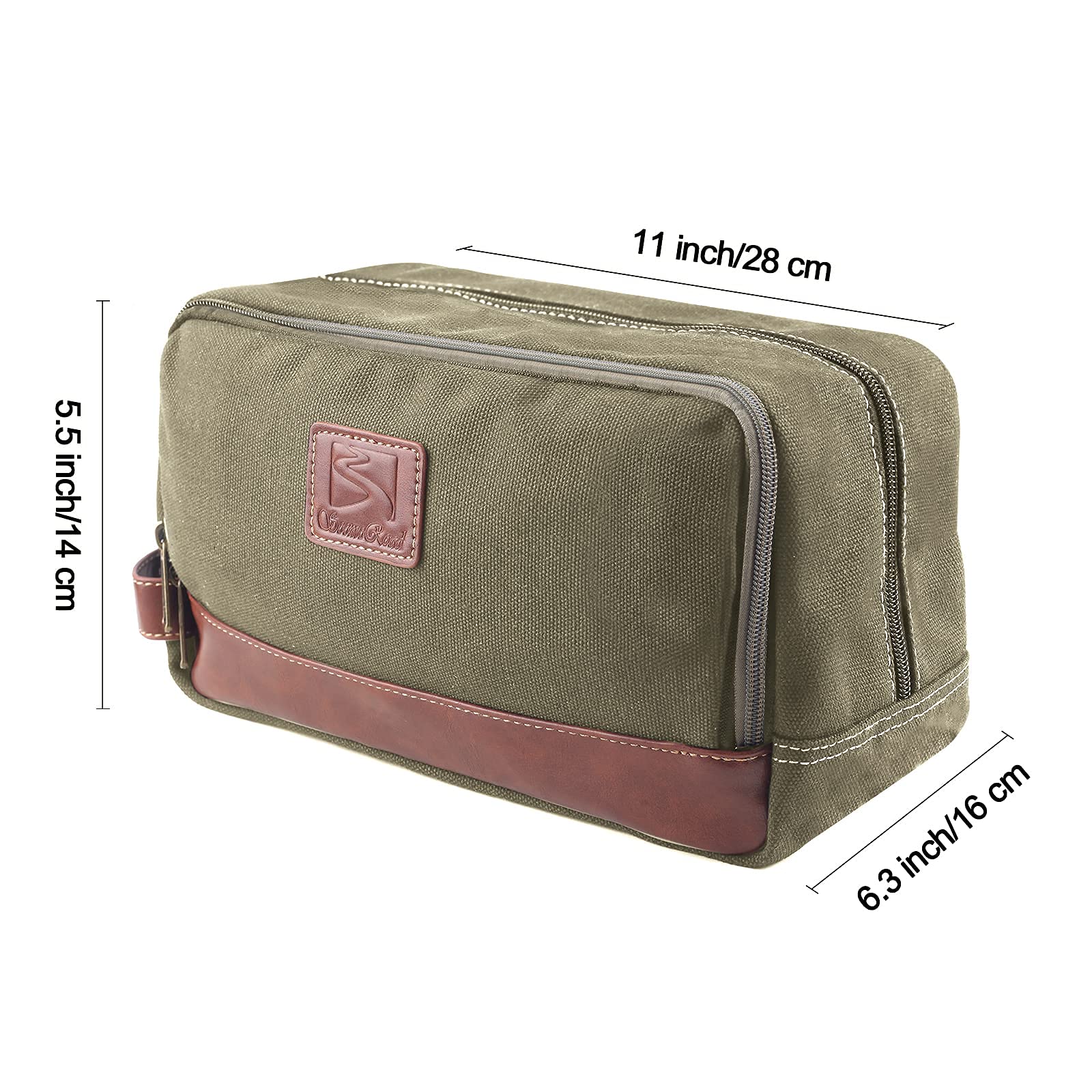 Waterproof Canvas Travel Toiletry Bag for Men & Women - Hanging Vegan Leather Dopp Kit Organizer for Shaving & Bathroom Essentials - Perfect for Camping, Gym & Business Trips