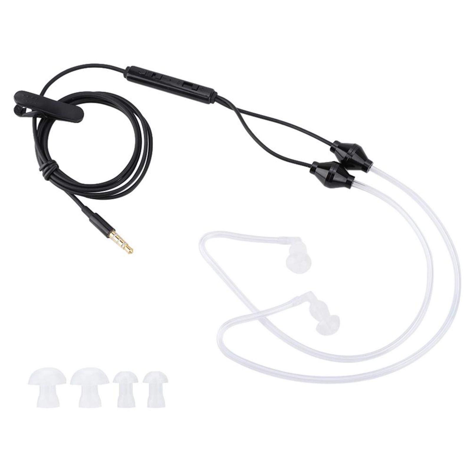 Durable Silicone Earplugs with Microphone - 3.5mm Transparent Anti-Radiation Earphones for Mobile Phones, Walkie Talkies & Speakers (Black) - Perfect for Calls, Gaming & Noise Reduction