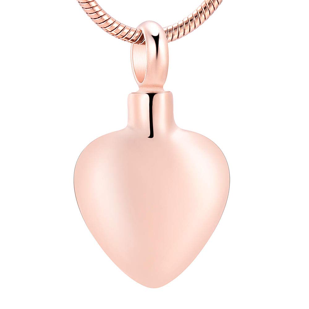 316L Stainless Steel Cremation Ashes Necklace - Heart Urn Pendant for Ashes Keepsake, Memorial Jewelry for Women (Rose Gold, 3 Pieces) - Perfect for Funeral Remembrance, Memorial Services & Honoring Loved Ones