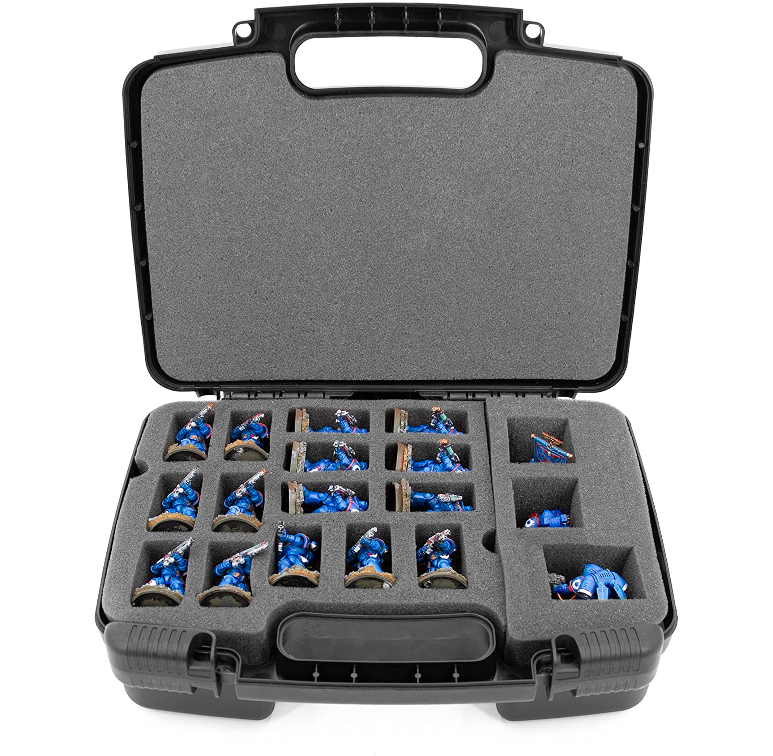 CASEMATIX Miniature Storage Hard Shell Case - 30 Slot Customizable Foam Organizer for Warhammer 40k, DND Figures & Collectibles | Perfect for Gaming, Travel & Display Protection