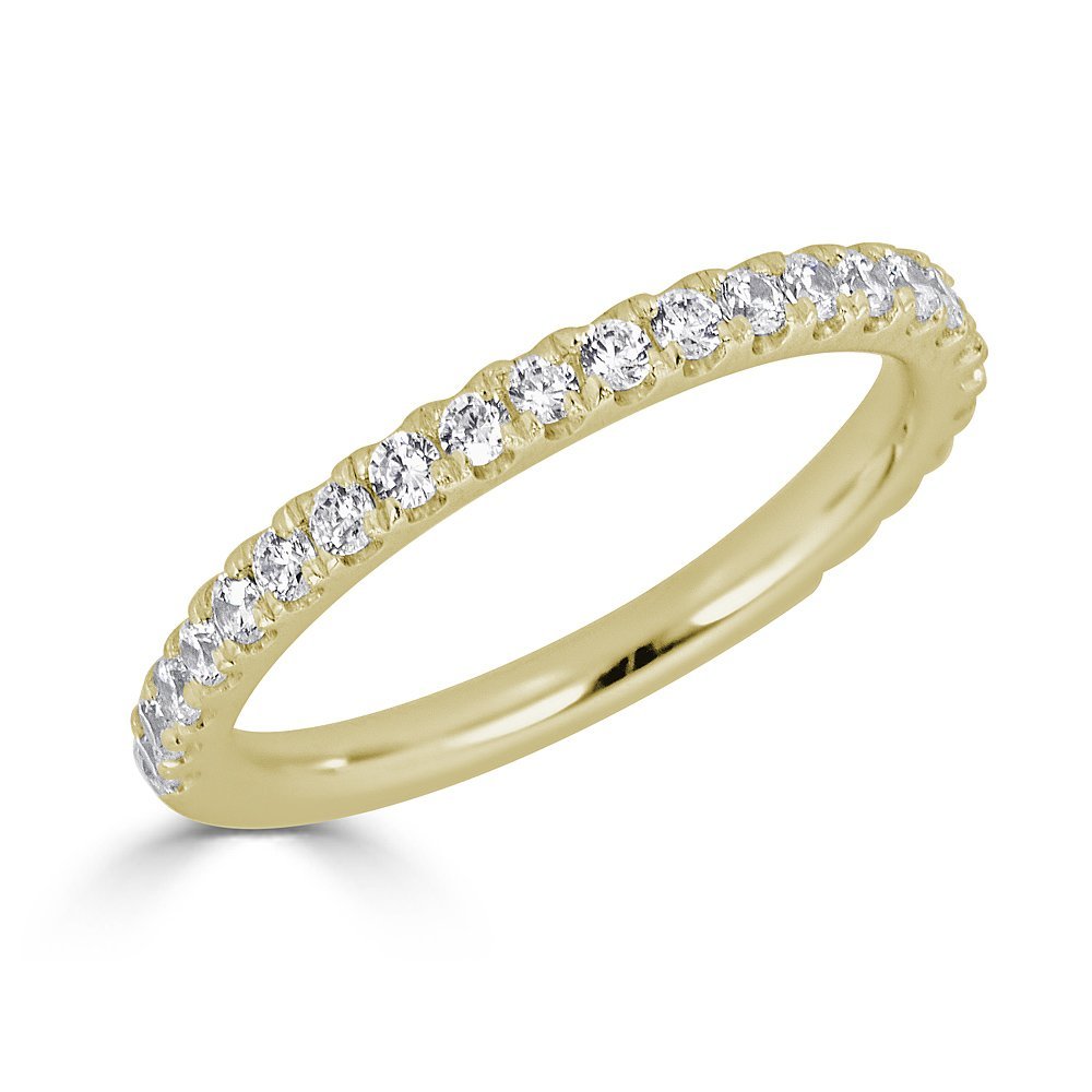 18KT Gold 0.45 CTW Round Diamond Wedding Band for Women - Elegant Stackable Ring for Anniversary, Engagement & Everyday Wear