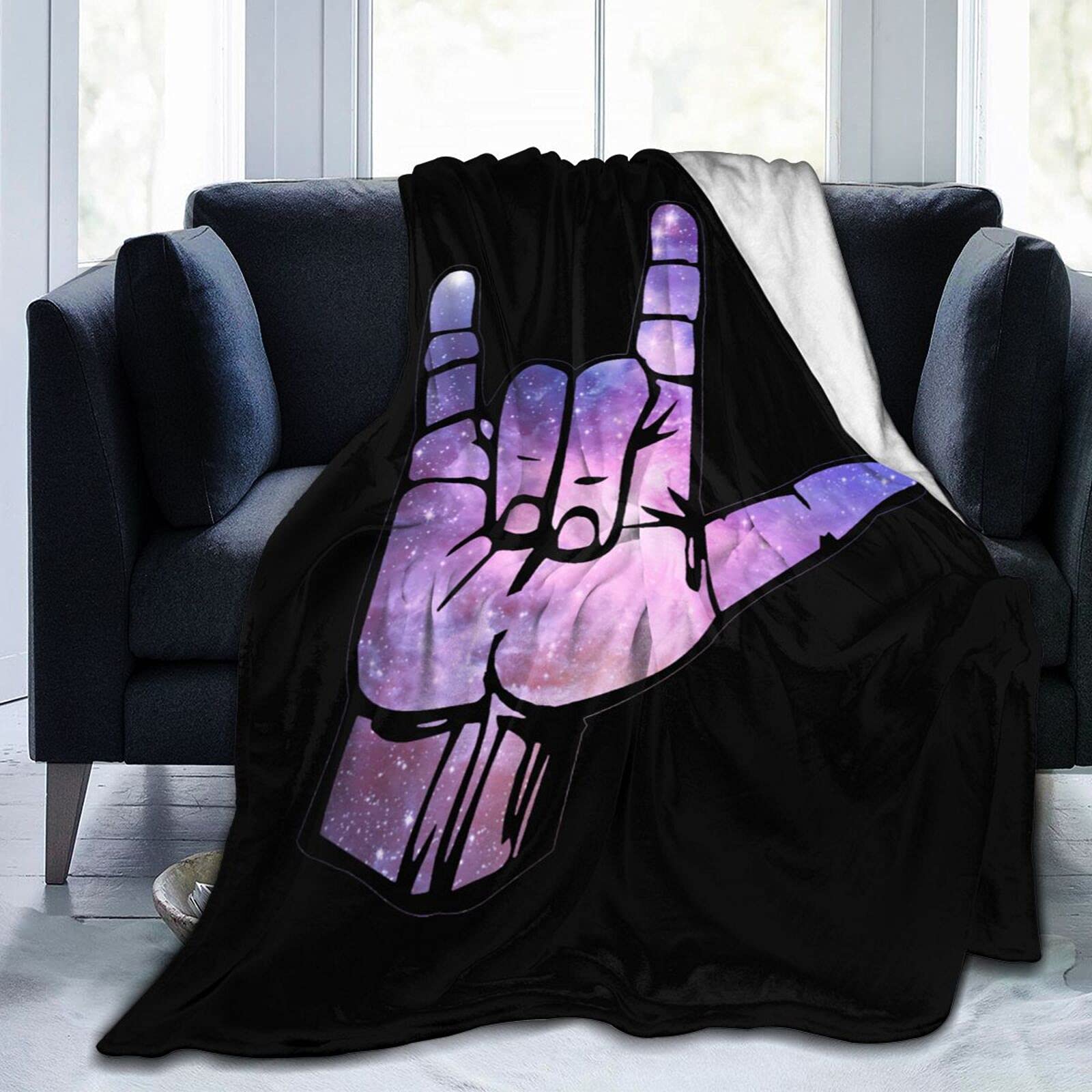 ASL I Love You Sign Language Flannel Fleece Throw Blanket - Soft & Warm Blanket for Bed, Sofa, Living Room - Perfect for Couples, Gift Giving & Cozy Winter Nights