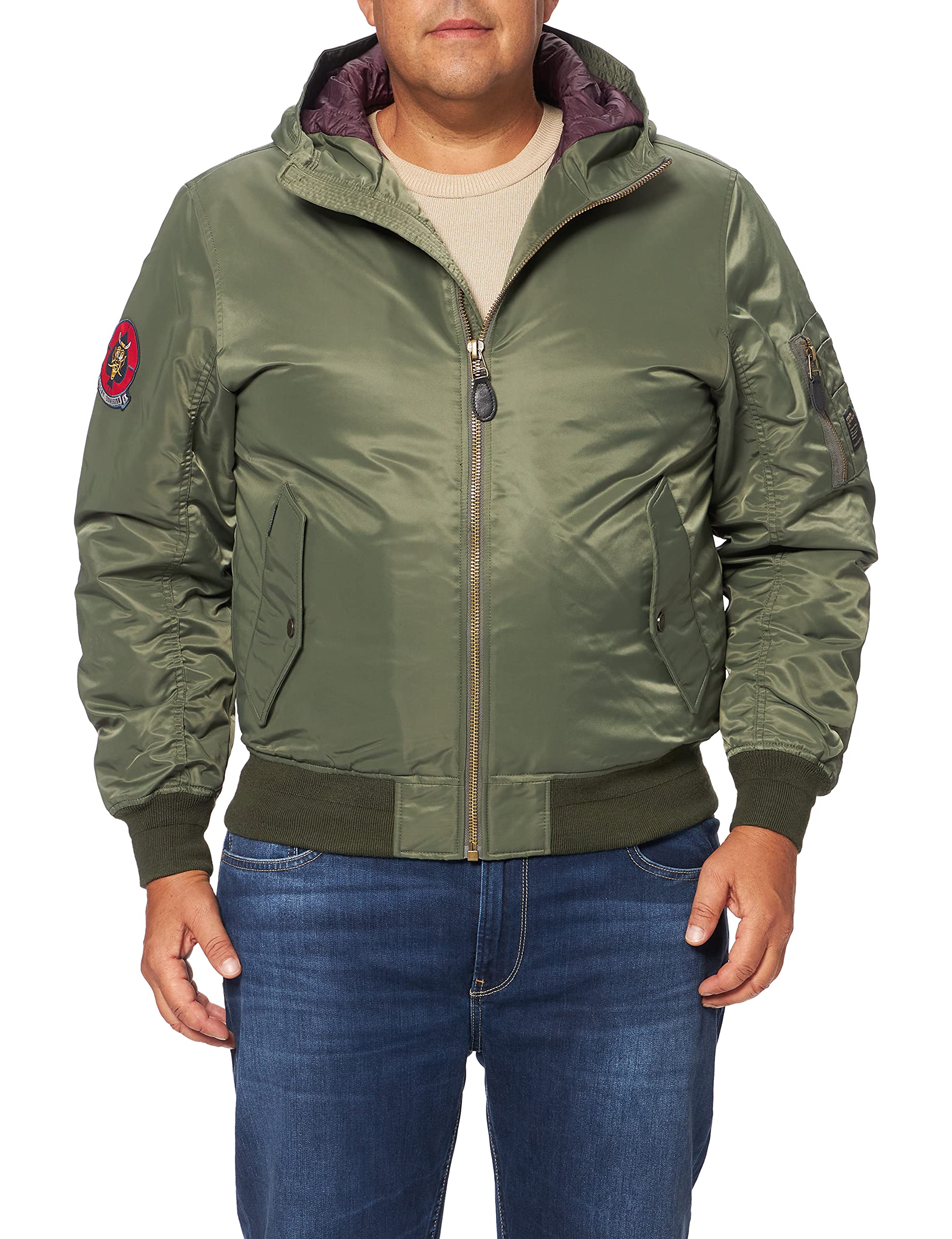 Superdry Men's MA1 Hooded Bomber Jacket - Lightweight Relaxed Fit, Recycled Polyester Padding - Casual Streetwear & Outdoor Activities