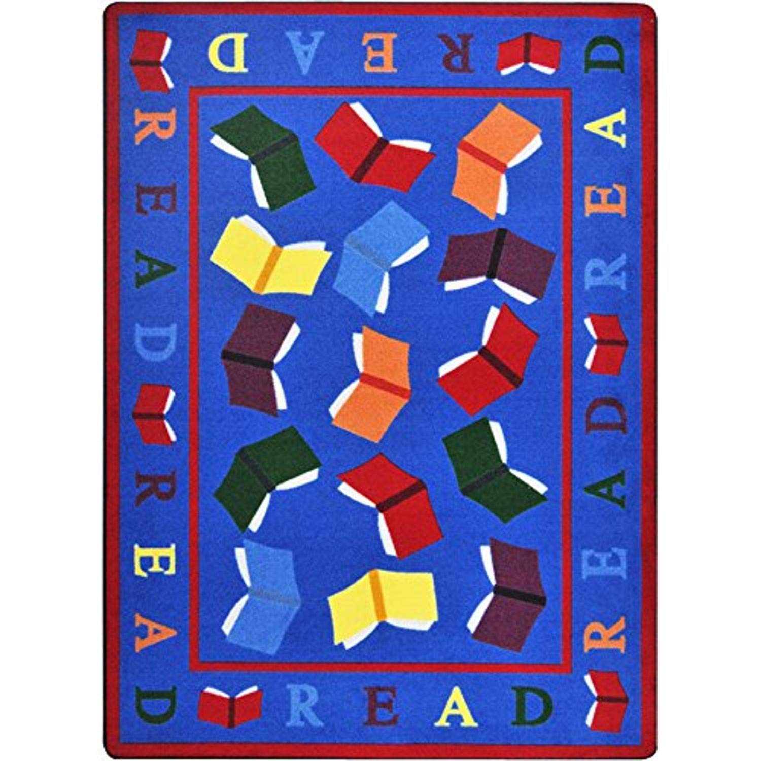 Joy Carpets Kid Essentials Scattered Books Multicolor Children's Rug 5'4