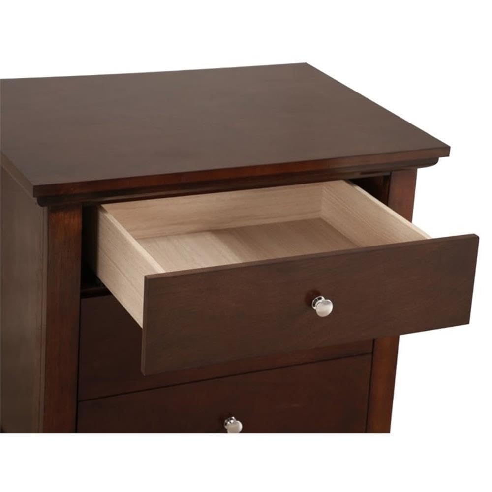Glory Furniture Hammond 3 Drawer Nightstand in Cappuccino Finish - Modern Bedside Table for Bedroom, Living Room & Guest Room Storage