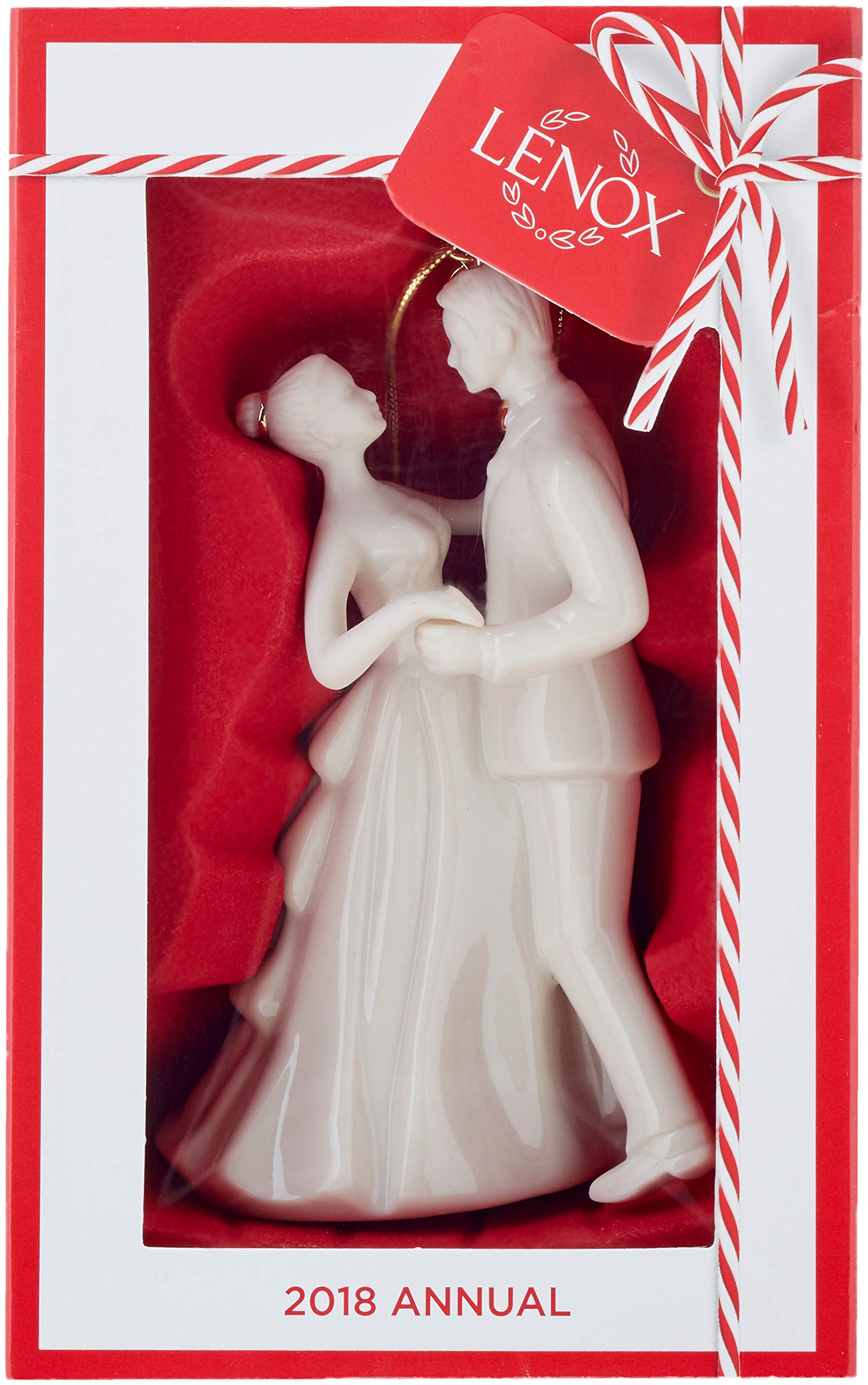 Lenox 2018 Bride and Groom Christmas Ornament - Handcrafted Ceramic Keepsake for Wedding Anniversaries, Newlyweds & Holiday Decor