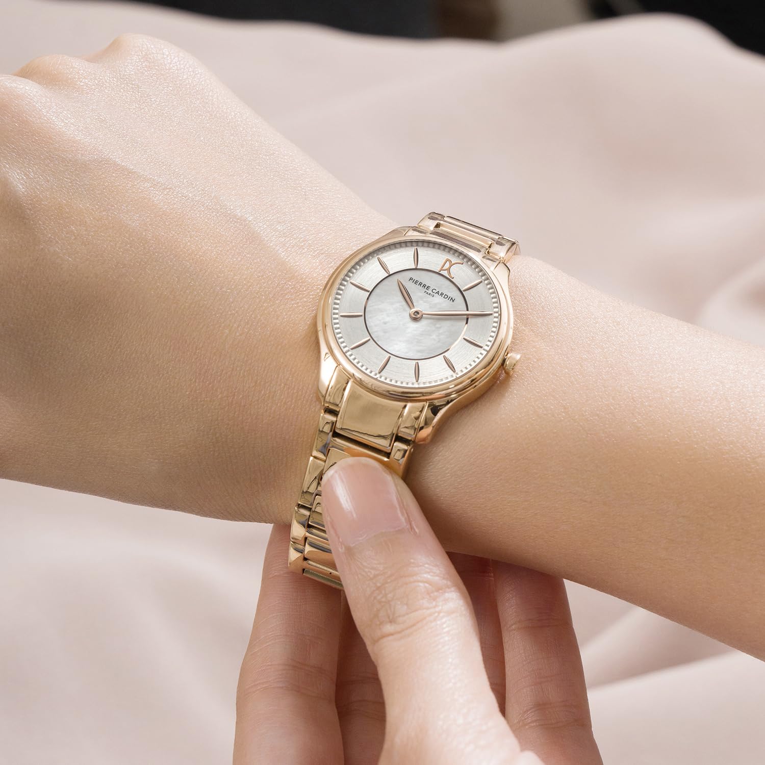 Pierre Cardin Vivienne Women's White MOP Analog Watch - CRV.0007 | Elegant Dress Watch for Office, Party & Special Occasions