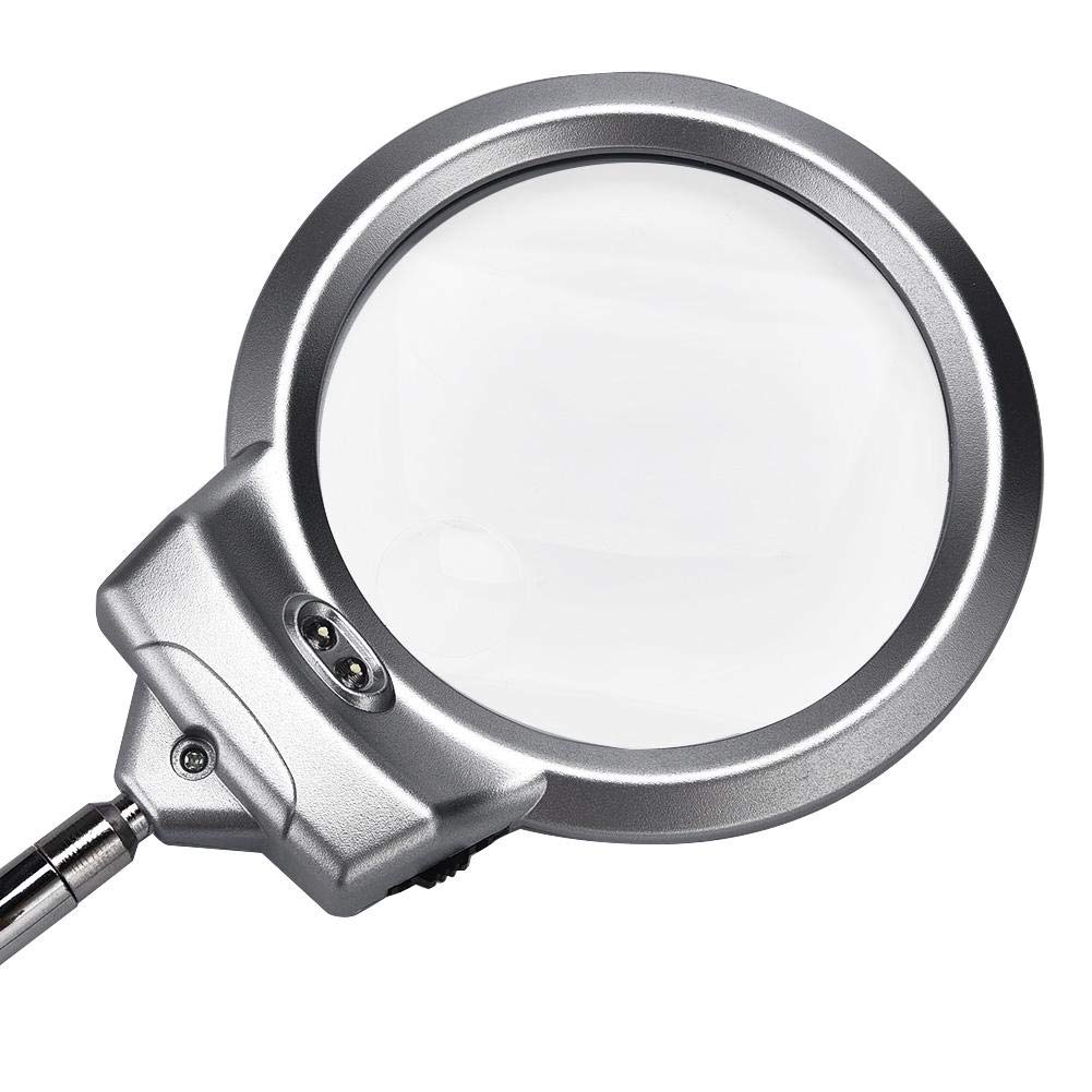 LED Magnifying Glass Lamp with Adjustable Clamp - Dimmable Desk Light for Jewelry Watch Repair, Reading, Crafts & Hobbies | Flexible Gooseneck Design for Close Work & Detailed Tasks