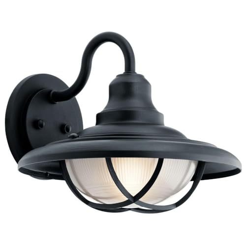 Kichler 49693BKT Modern One Light Outdoor Wall Mount Sconce - Perfect for Porch, Patio, and Entryway Lighting